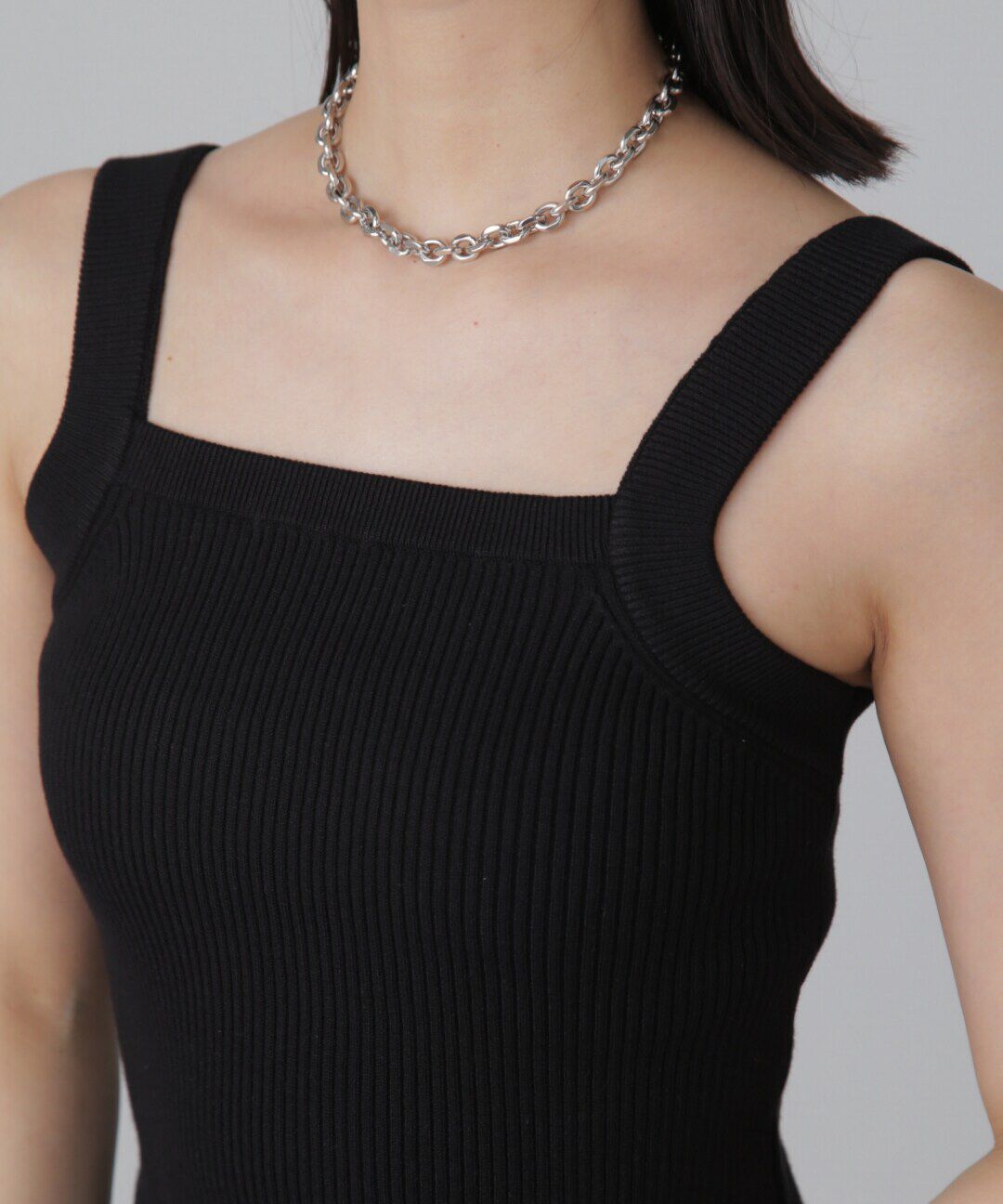  「ショート丈リブニット&times;タンクトップセット」|ニット・セーター|