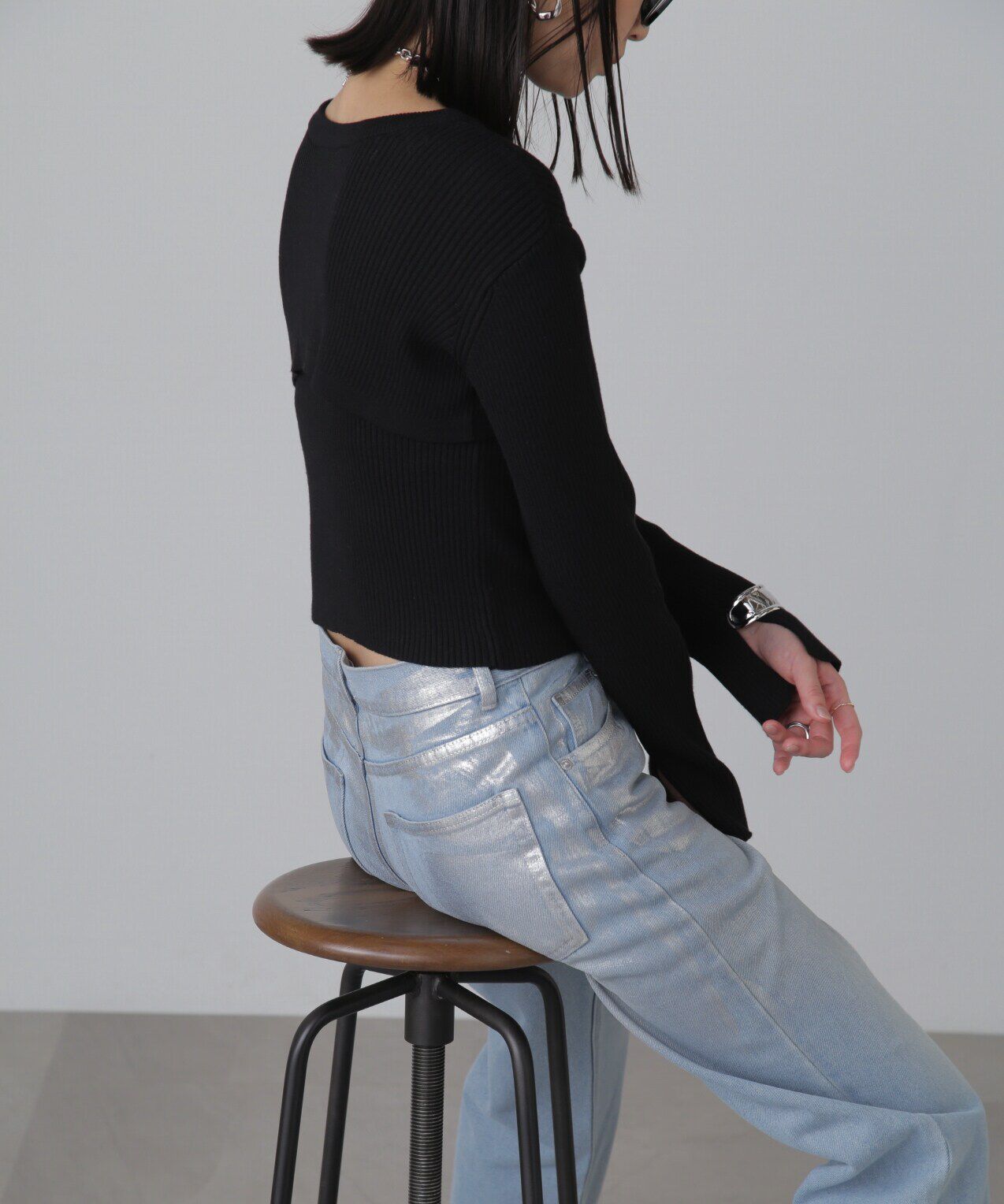  「ショート丈リブニット&times;タンクトップセット」|ニット・セーター|