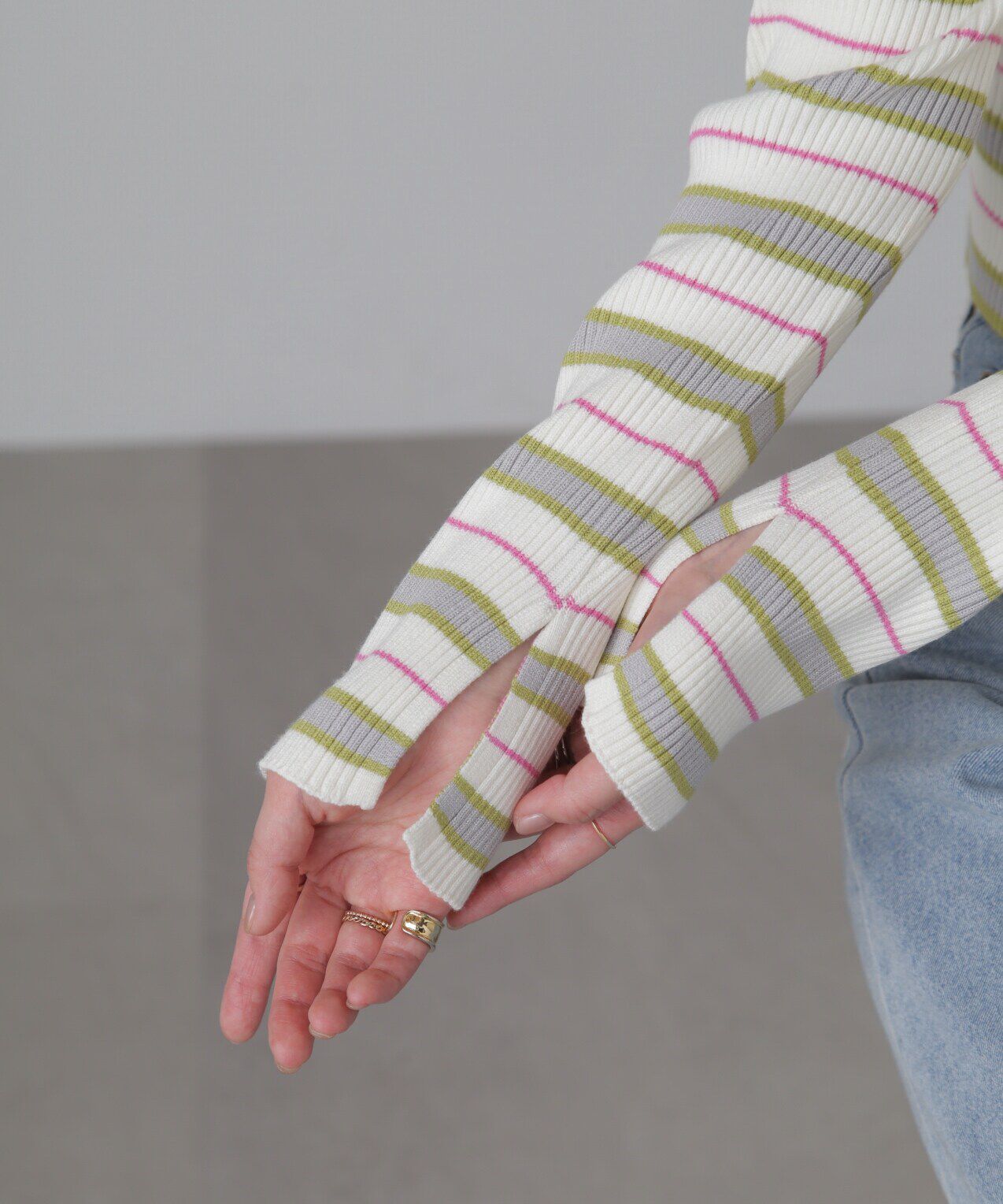  「ショート丈リブニット&times;タンクトップセット」|ニット・セーター|