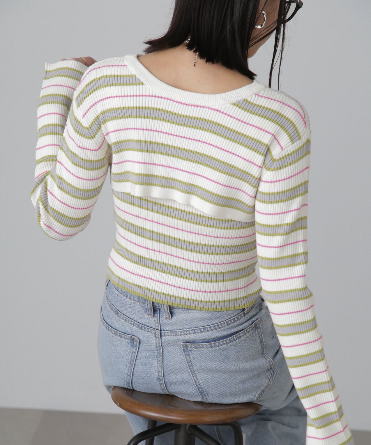  「ショート丈リブニット&times;タンクトップセット」|ニット・セーター|