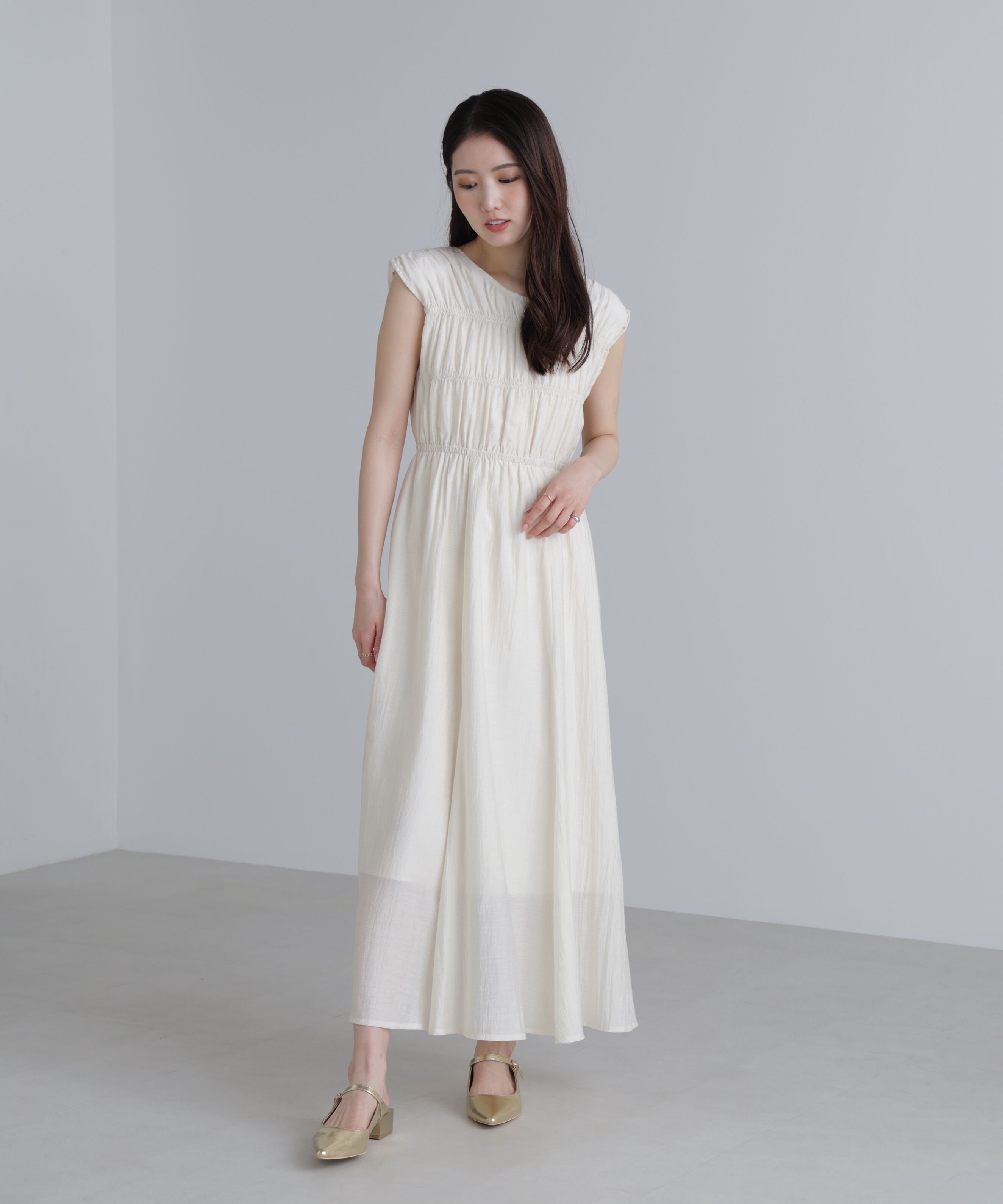  「シャーリングマキシワンピース」|ワンピース|