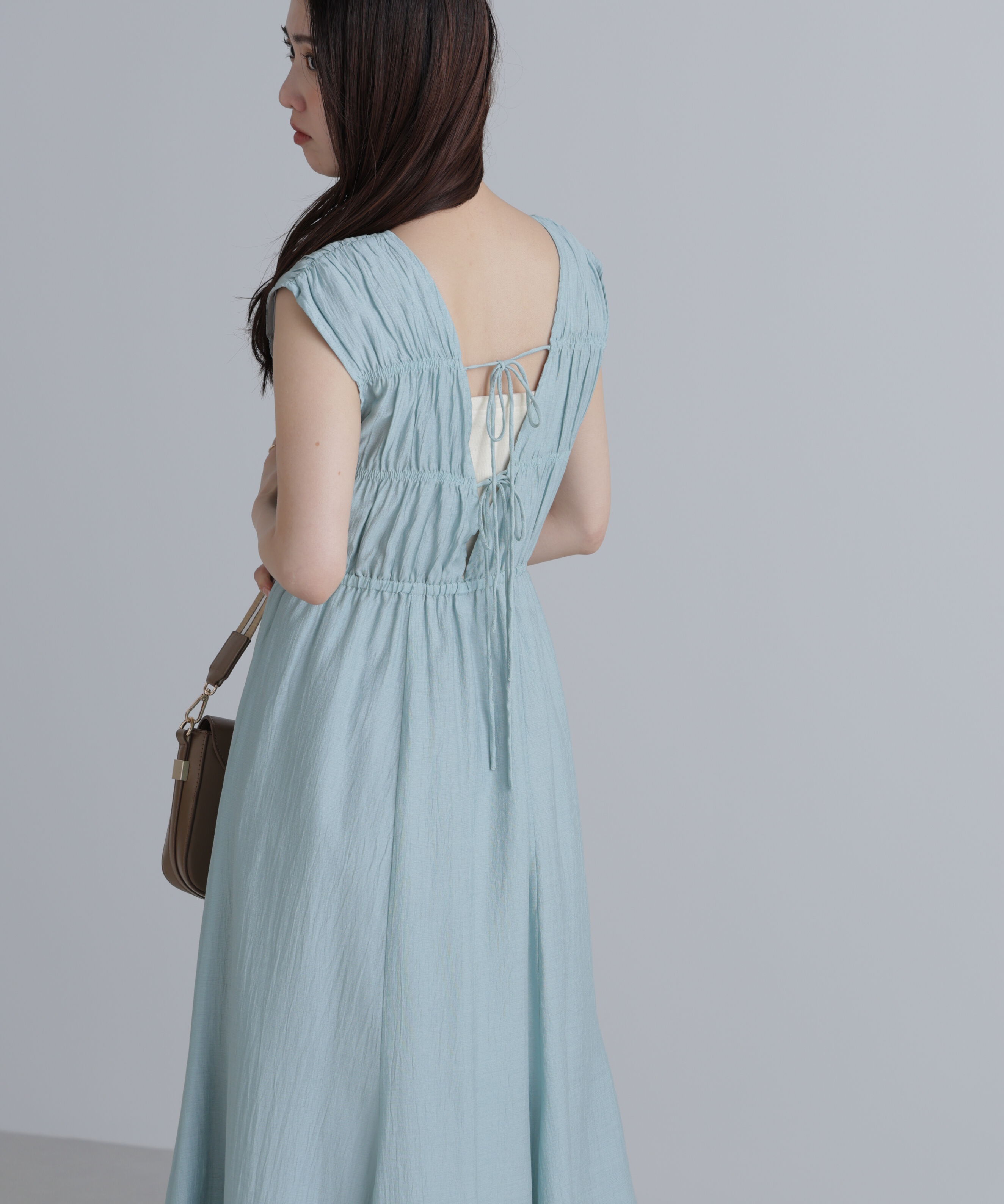  「シャーリングマキシワンピース」|ワンピース|ブルー