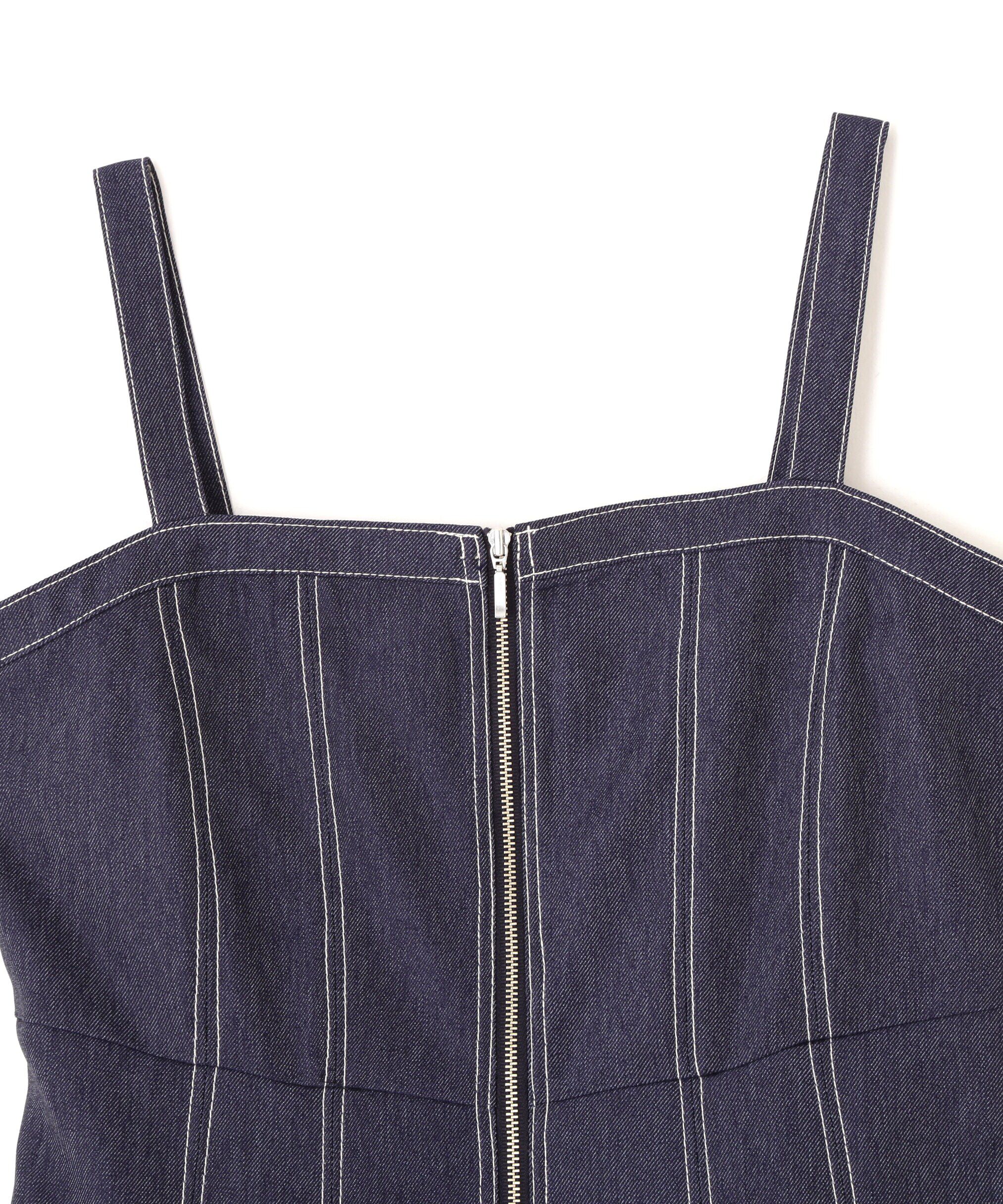  「デニムライクステッチシリーズ２　レースアップワンピース」|ワンピース|