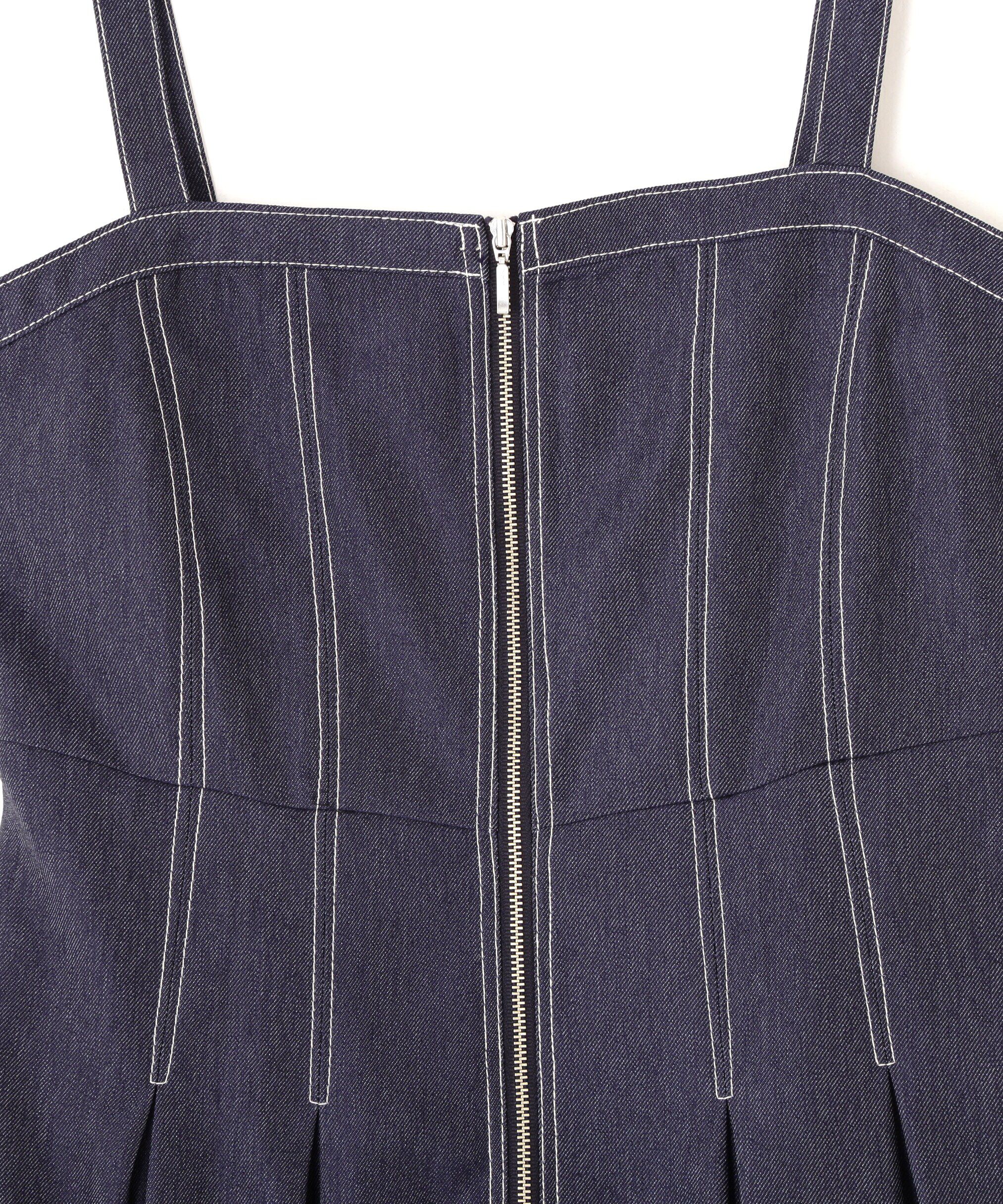  「デニムライクステッチシリーズ２　レースアップワンピース」|ワンピース|