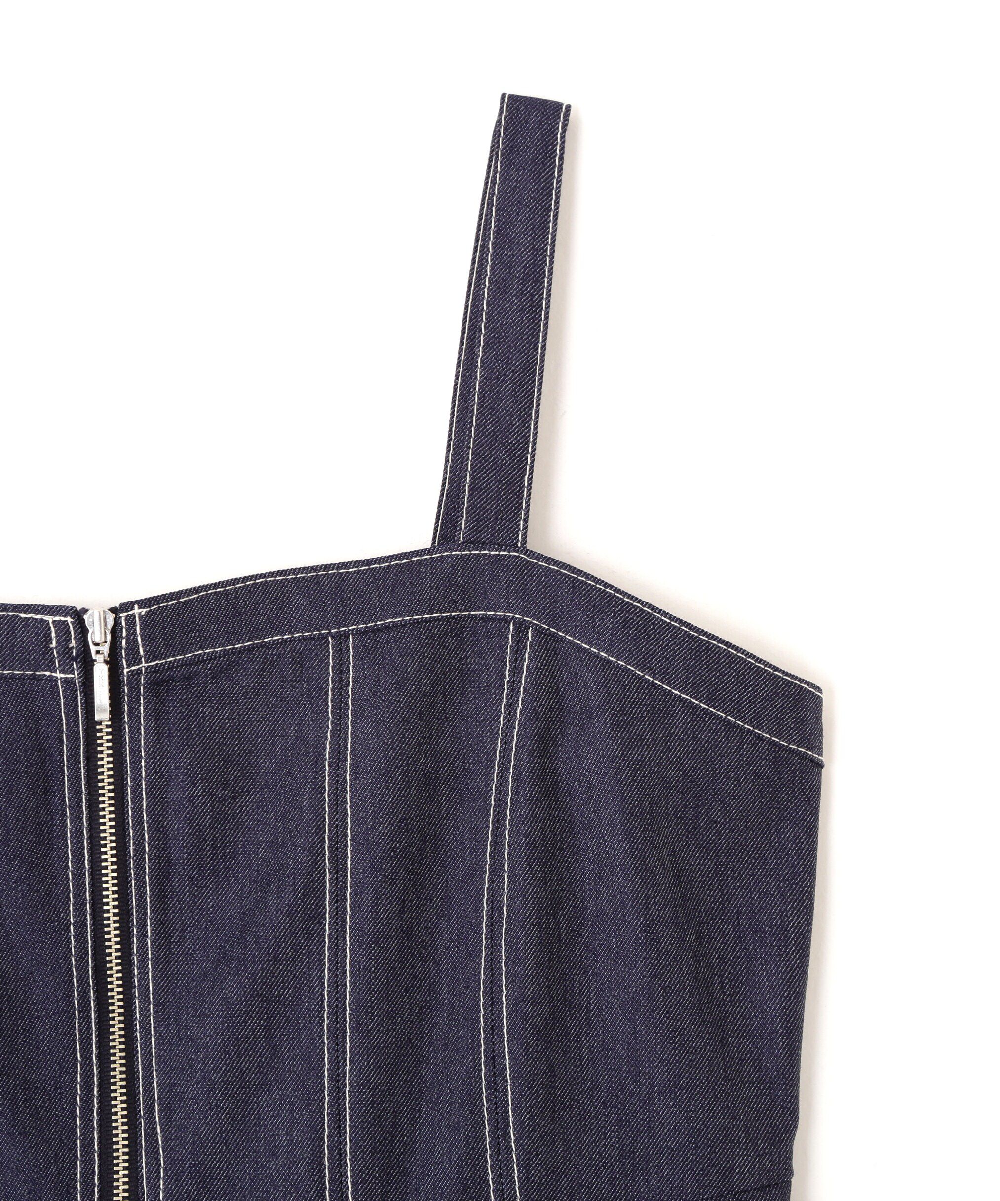  「デニムライクステッチシリーズ２　レースアップワンピース」|ワンピース|