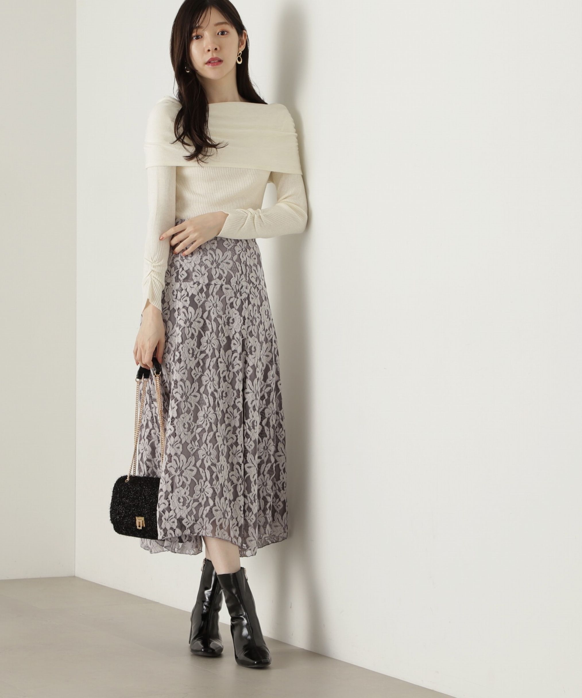 PROPORTION BODY DRESSING「モールレースイレヘムフレアスカート　24AW」|スカート|