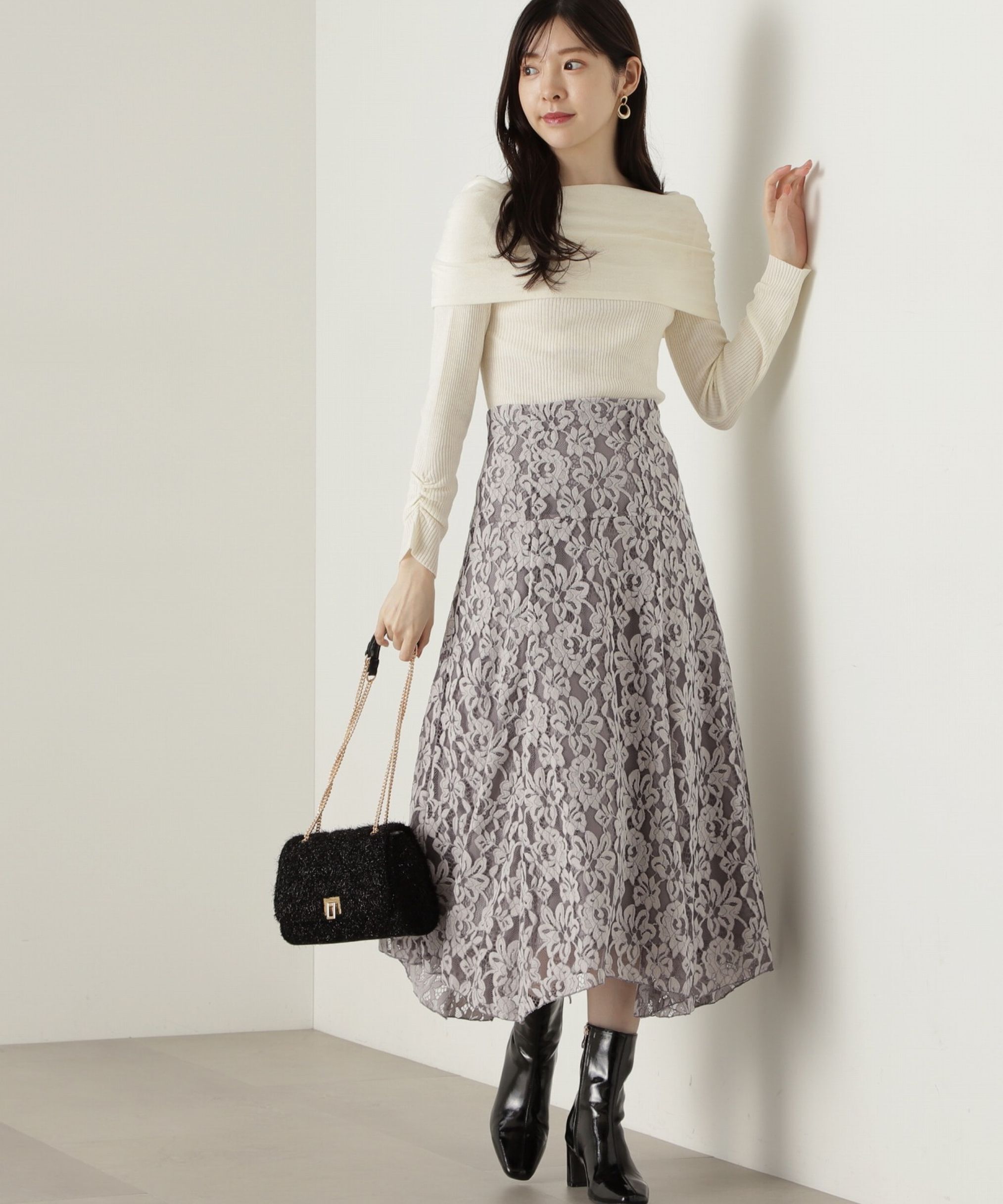 PROPORTION BODY DRESSING「モールレースイレヘムフレアスカート　24AW」|スカート|