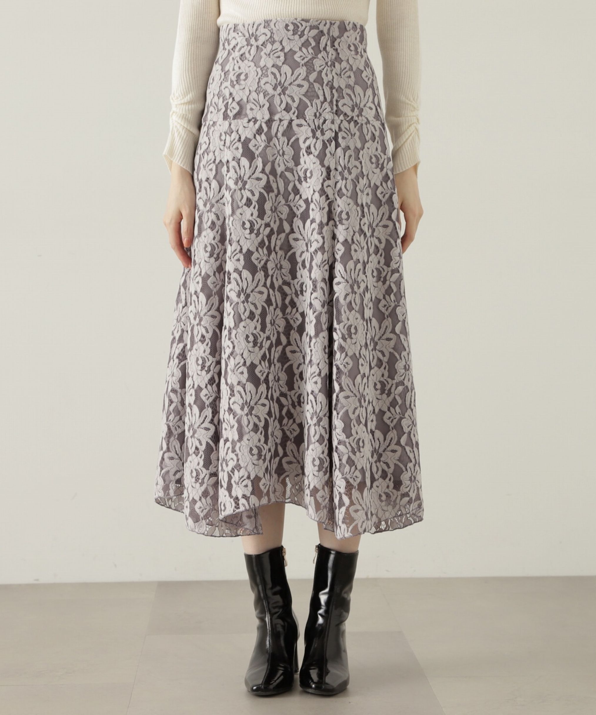 PROPORTION BODY DRESSING「モールレースイレヘムフレアスカート　24AW」|スカート|