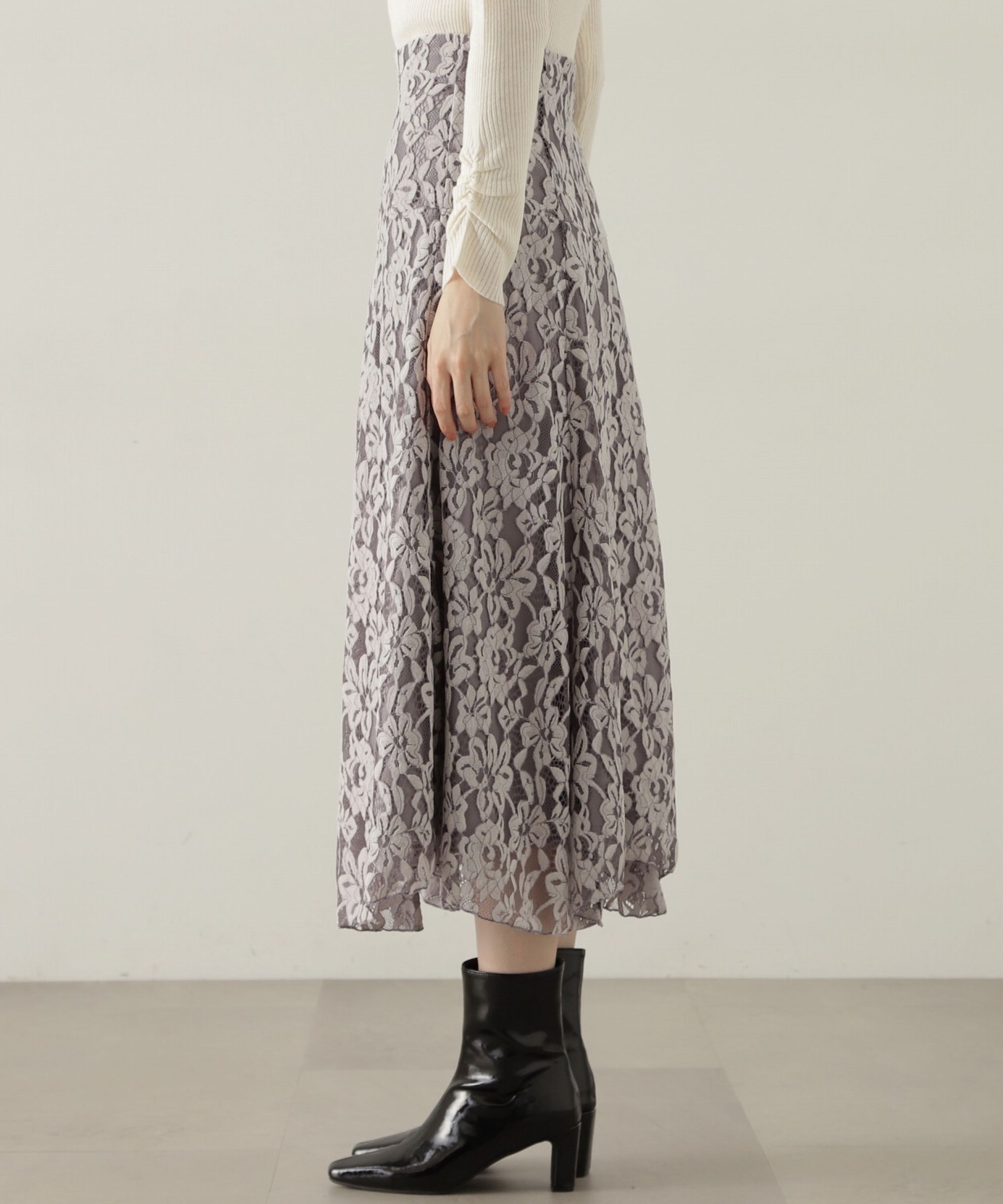 PROPORTION BODY DRESSING「モールレースイレヘムフレアスカート　24AW」|スカート|