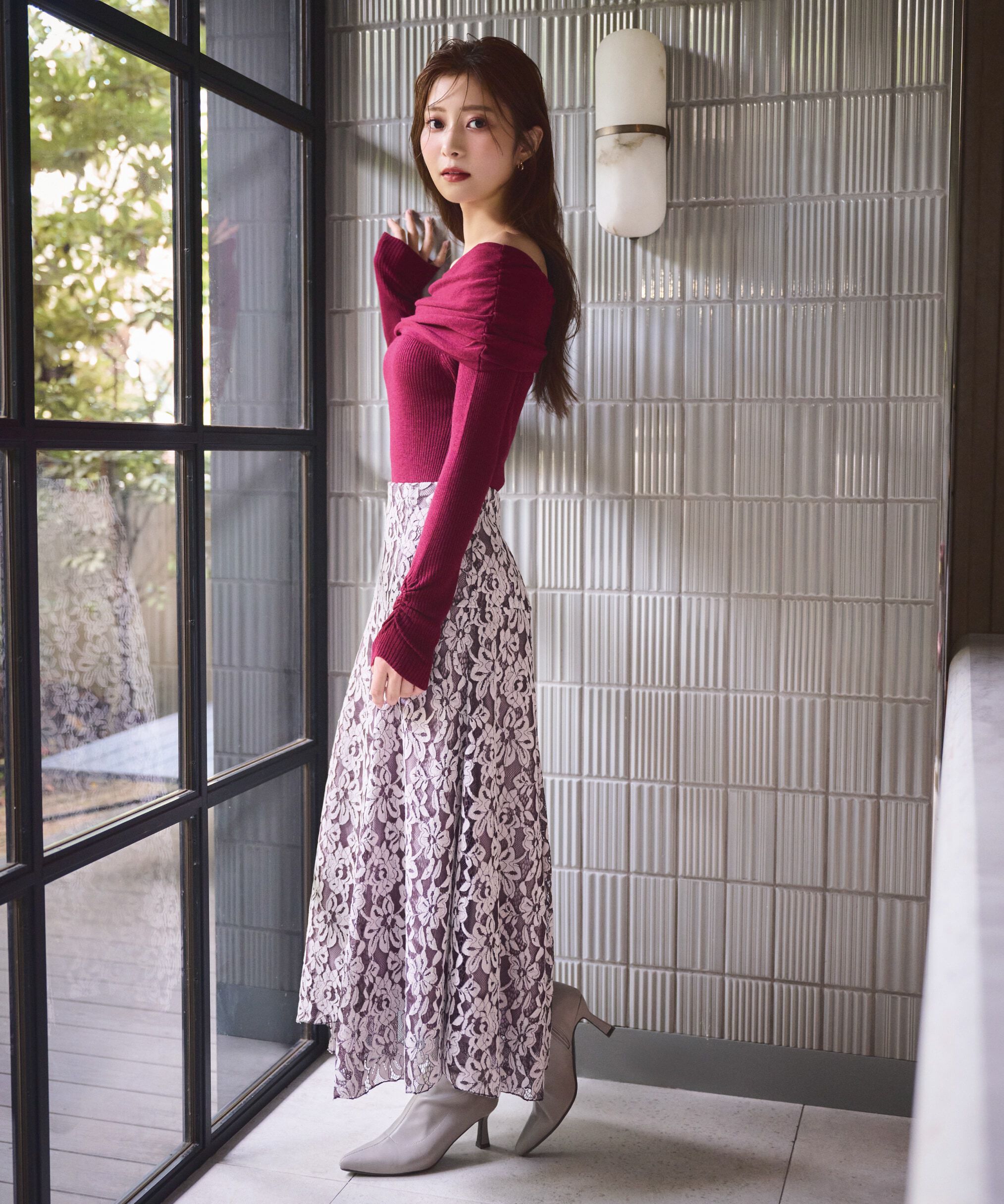 PROPORTION BODY DRESSING「モールレースイレヘムフレアスカート　24AW」|スカート|