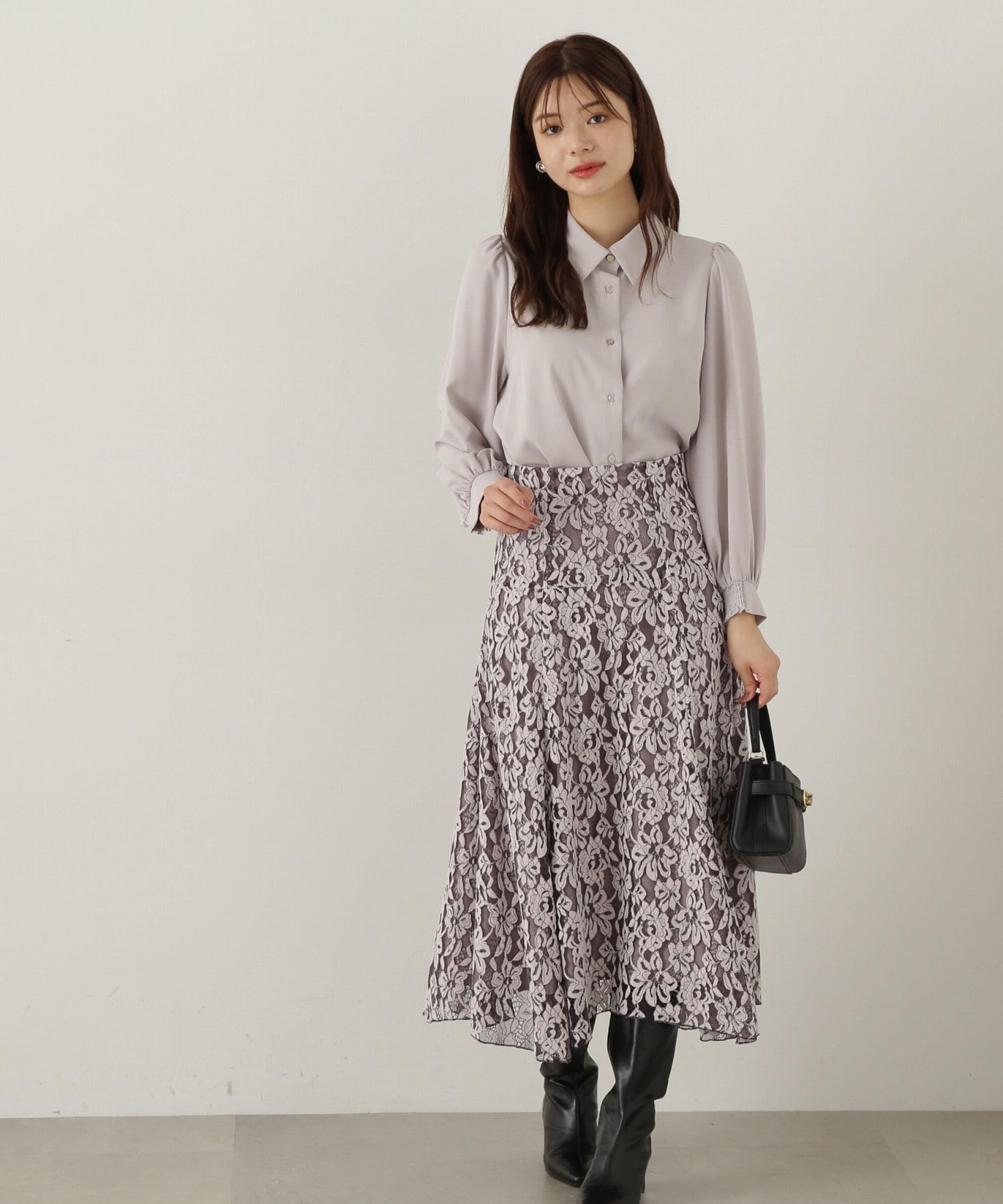 PROPORTION BODY DRESSING「モールレースイレヘムフレアスカート　24AW」|スカート|