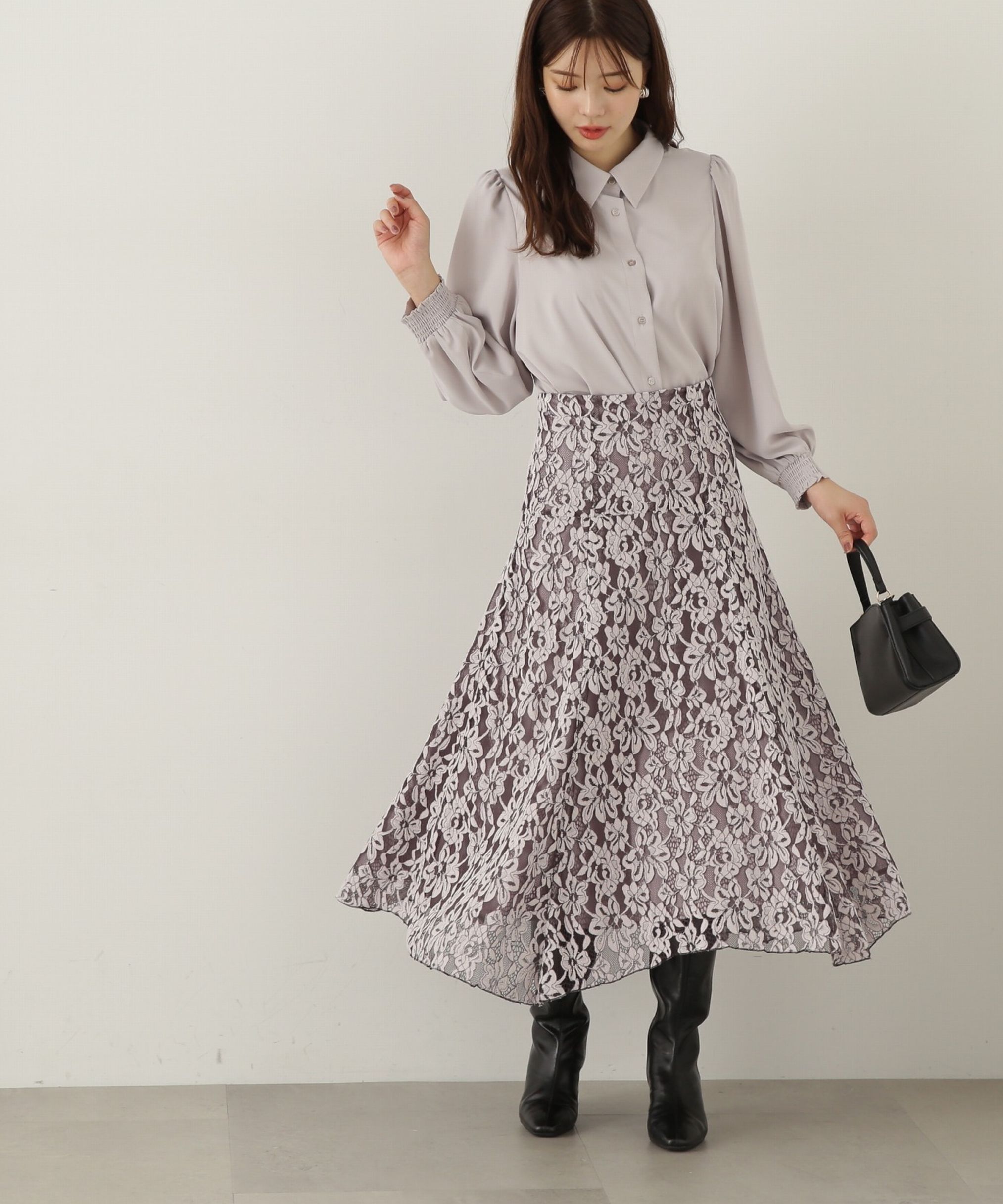 PROPORTION BODY DRESSING「モールレースイレヘムフレアスカート　24AW」|スカート|