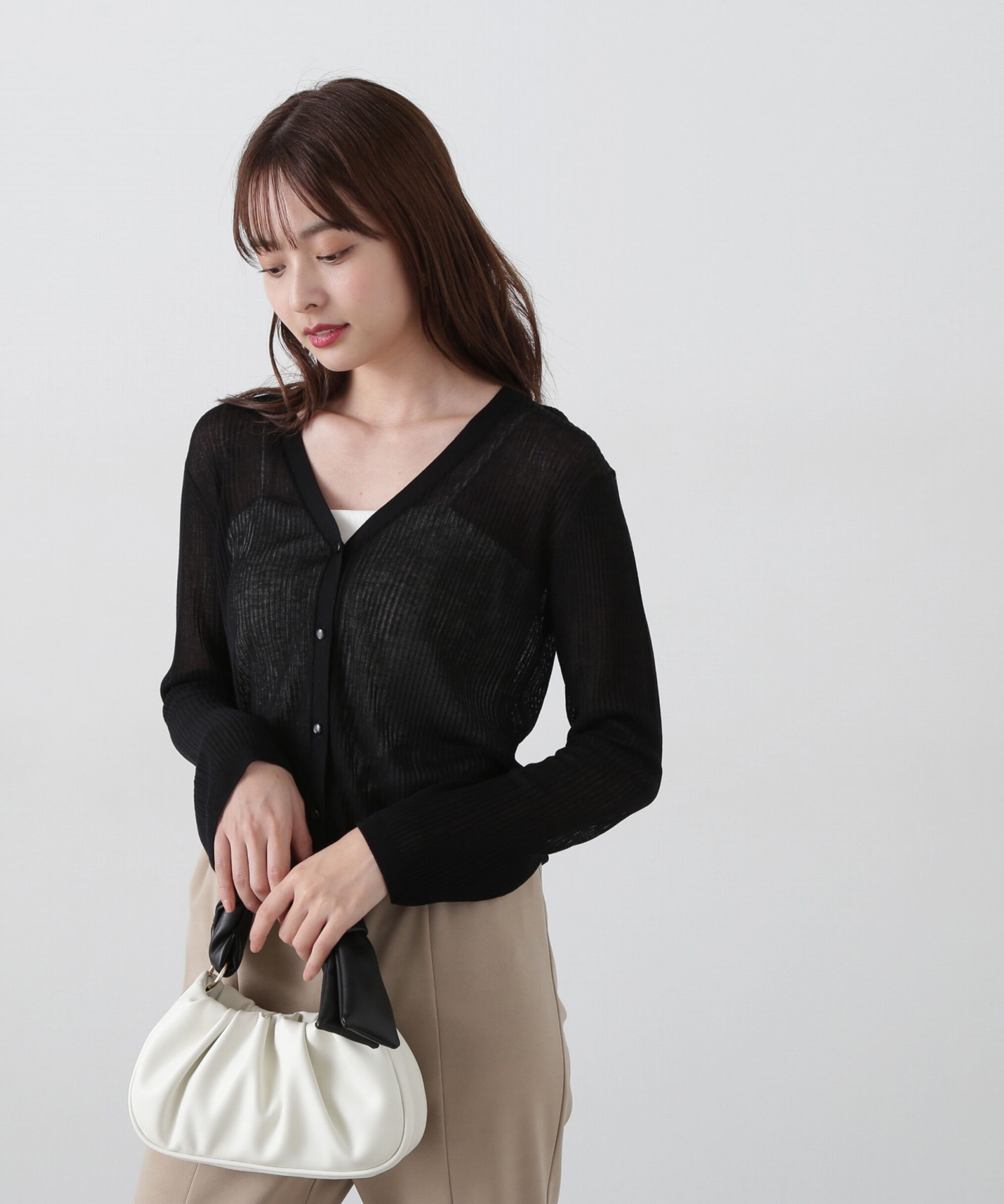 PROPORTION BODY DRESSING「《EDIT COLOGNE》シアーショートカーディガン」|カーディガン|