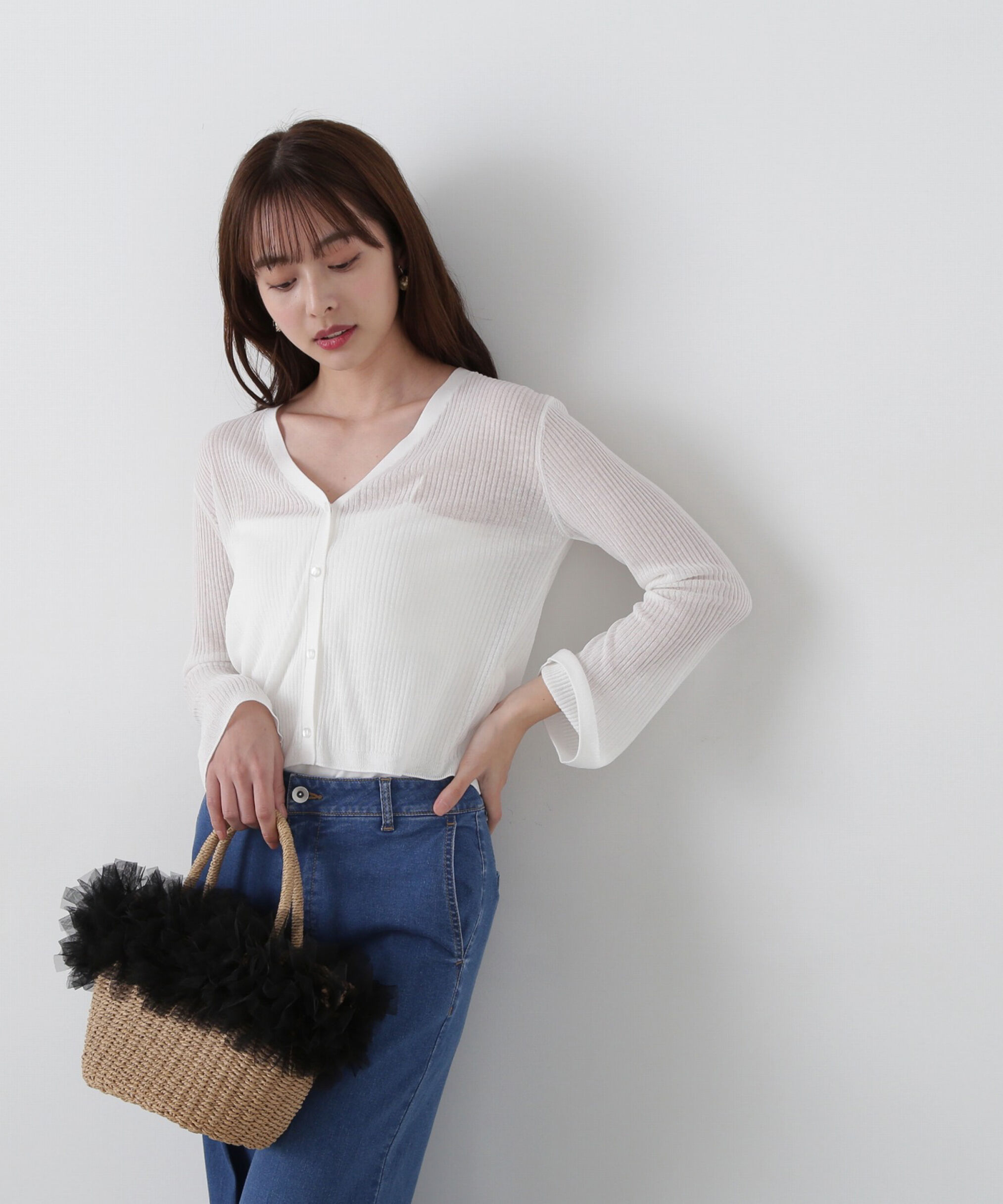 PROPORTION BODY DRESSING「《EDIT COLOGNE》シアーショートカーディガン」|カーディガン|