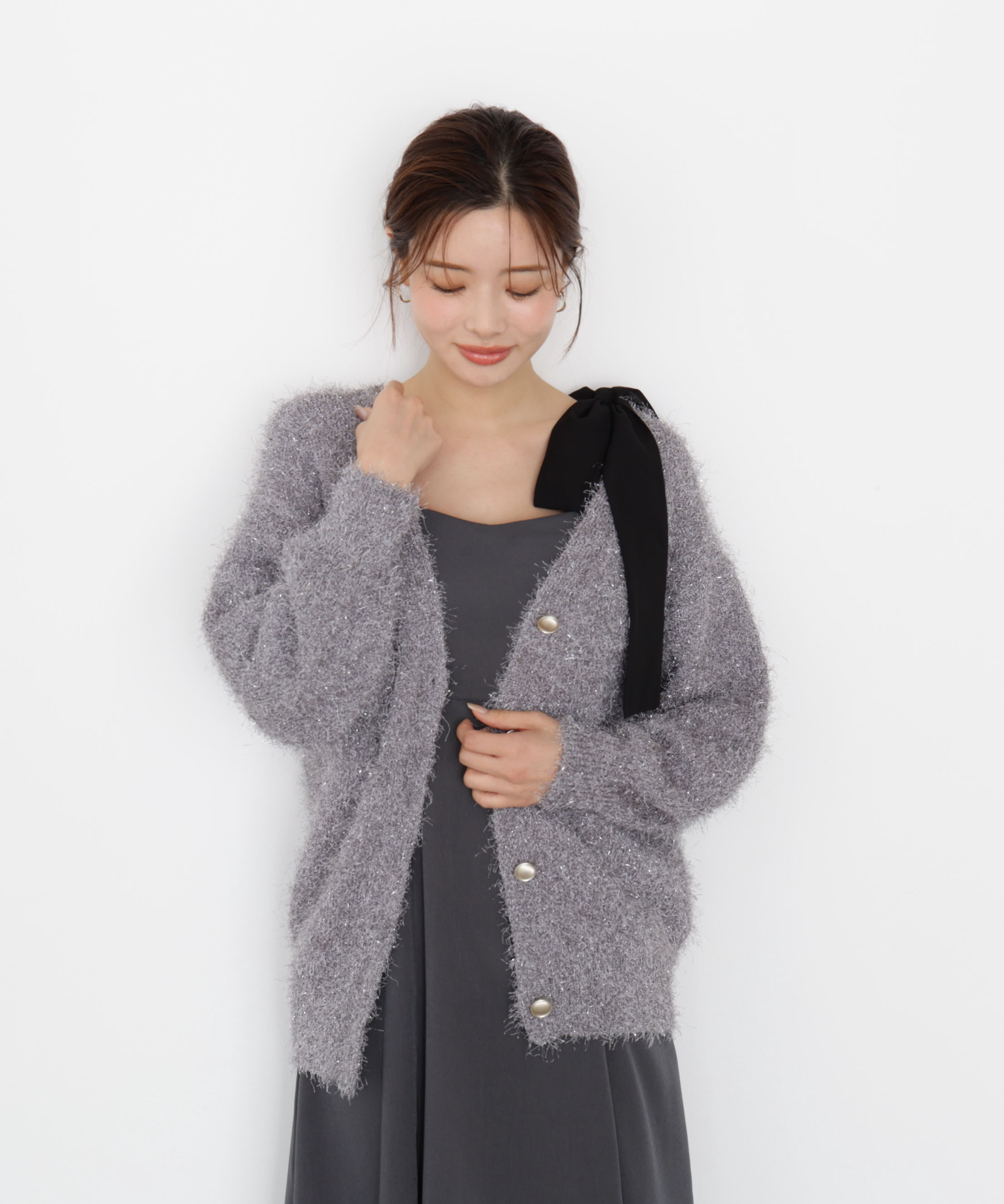PROPORTION BODY DRESSING「《EDIT COLOGNE》ラメフェザーカーディガン」|カーディガン|