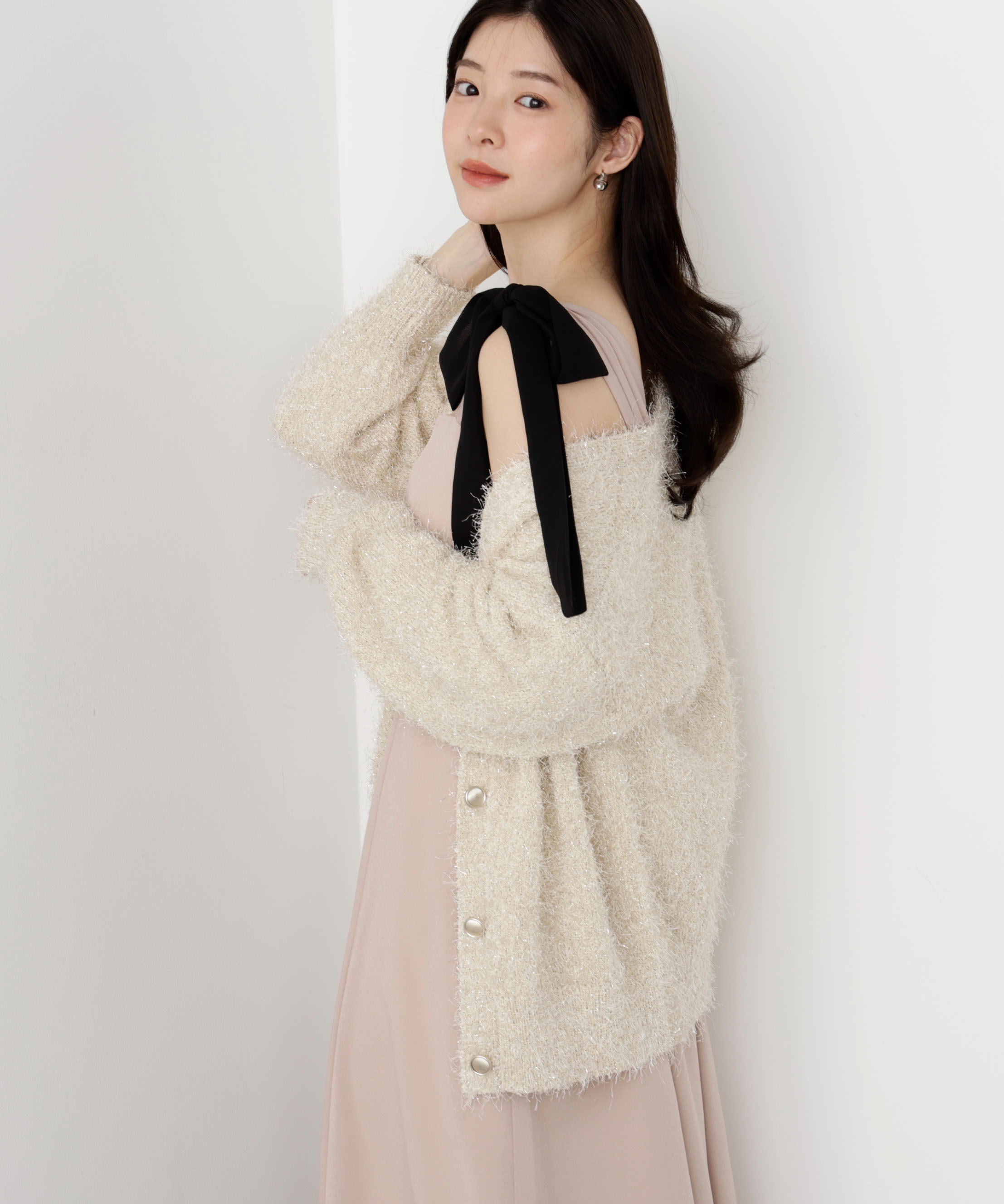 PROPORTION BODY DRESSING「《EDIT COLOGNE》ラメフェザーカーディガン」|カーディガン|