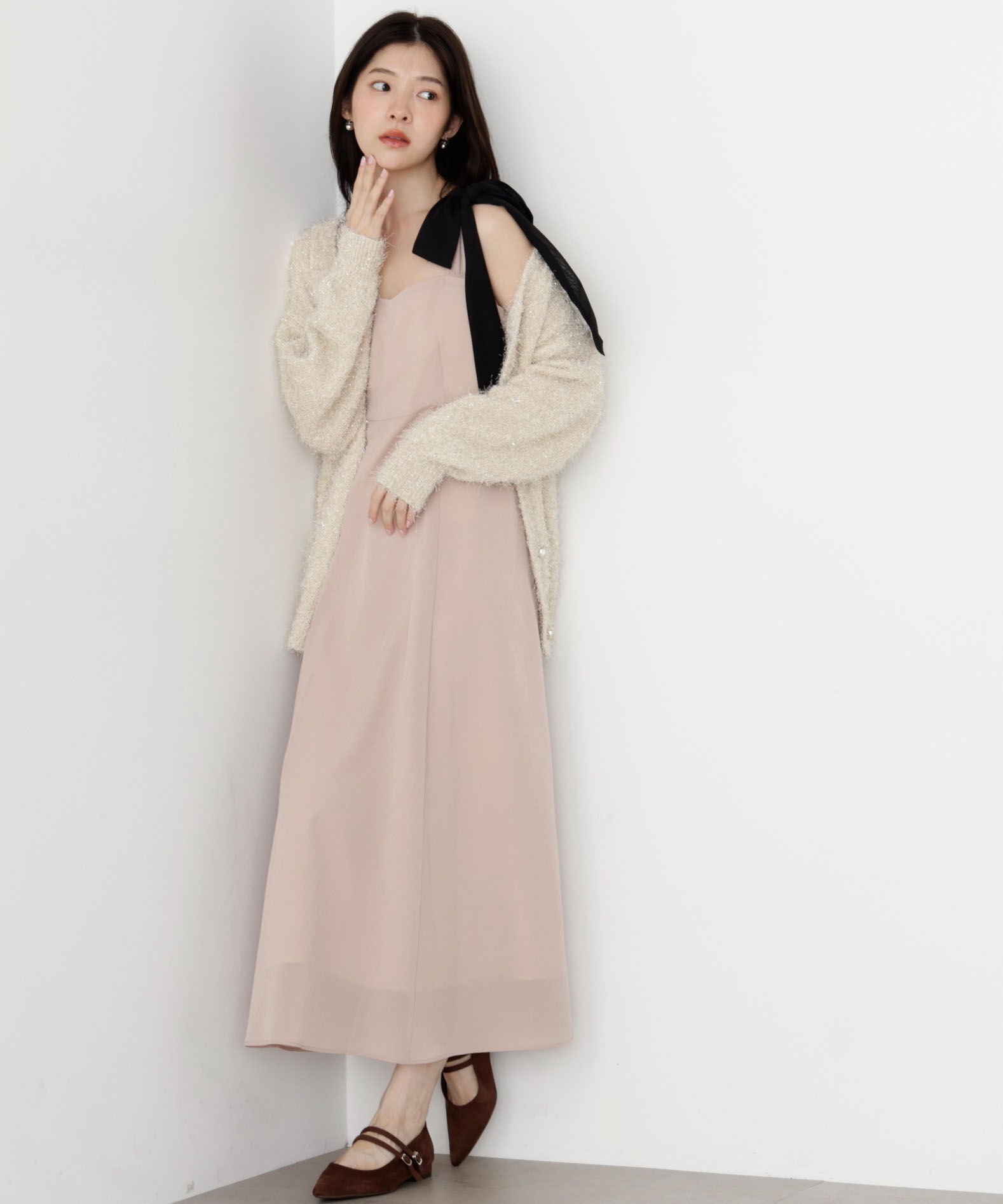 PROPORTION BODY DRESSING「《EDIT COLOGNE》ラメフェザーカーディガン」|カーディガン|