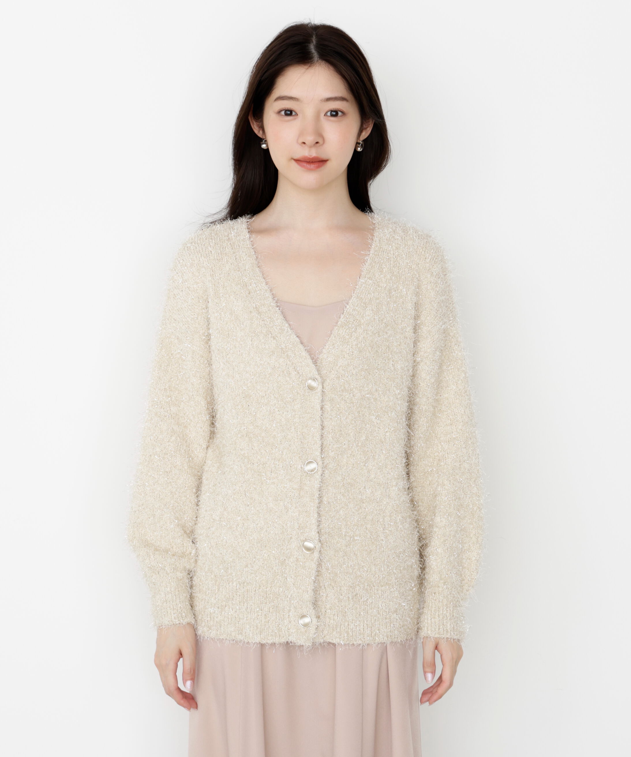 PROPORTION BODY DRESSING「《EDIT COLOGNE》ラメフェザーカーディガン」|カーディガン|