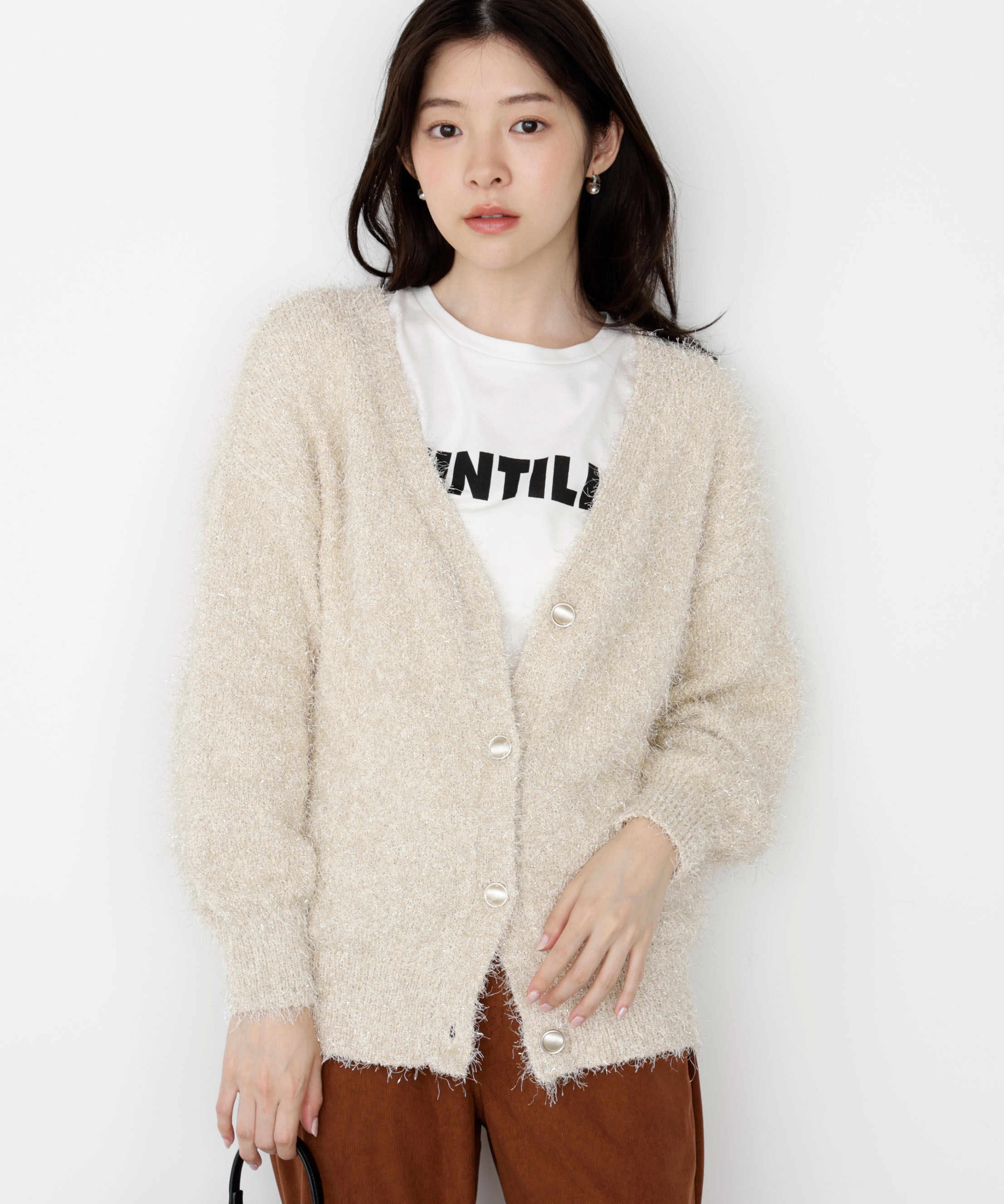 PROPORTION BODY DRESSING「《EDIT COLOGNE》ラメフェザーカーディガン」|カーディガン|