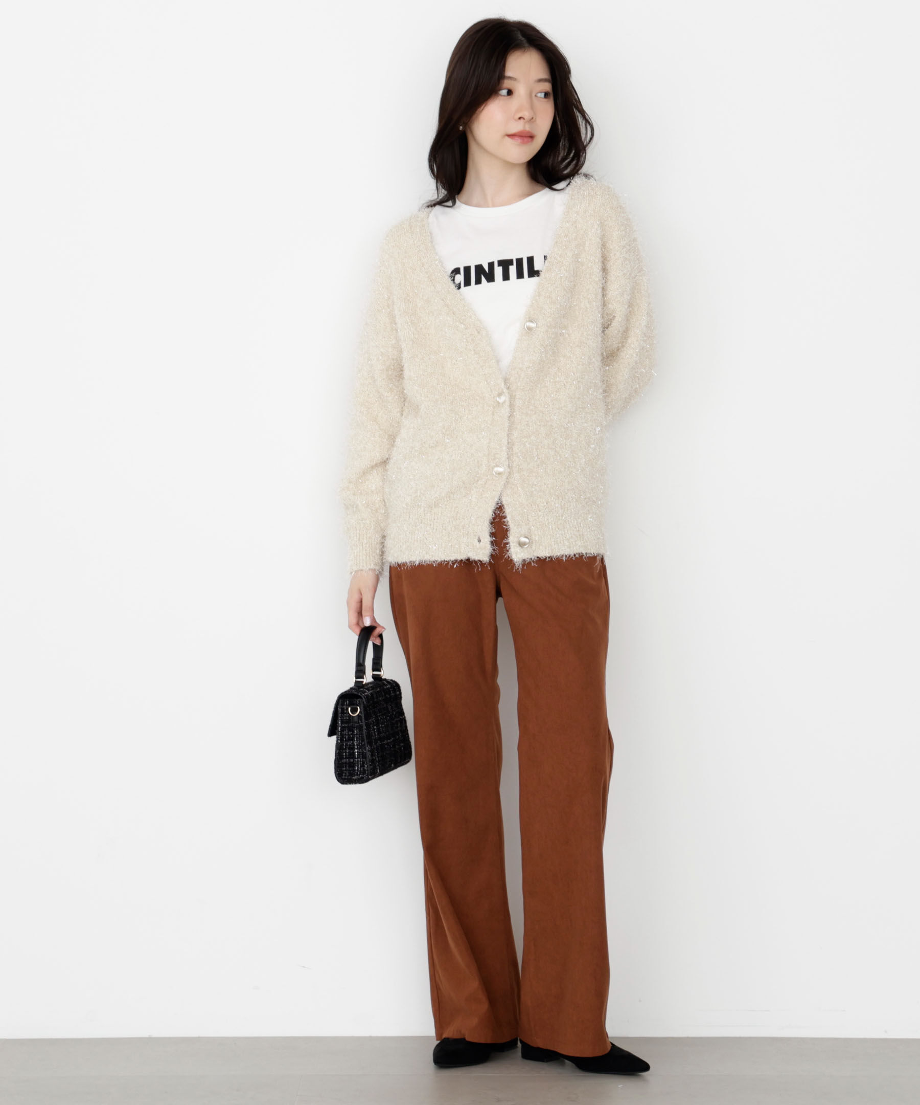 PROPORTION BODY DRESSING「《EDIT COLOGNE》ラメフェザーカーディガン」|カーディガン|