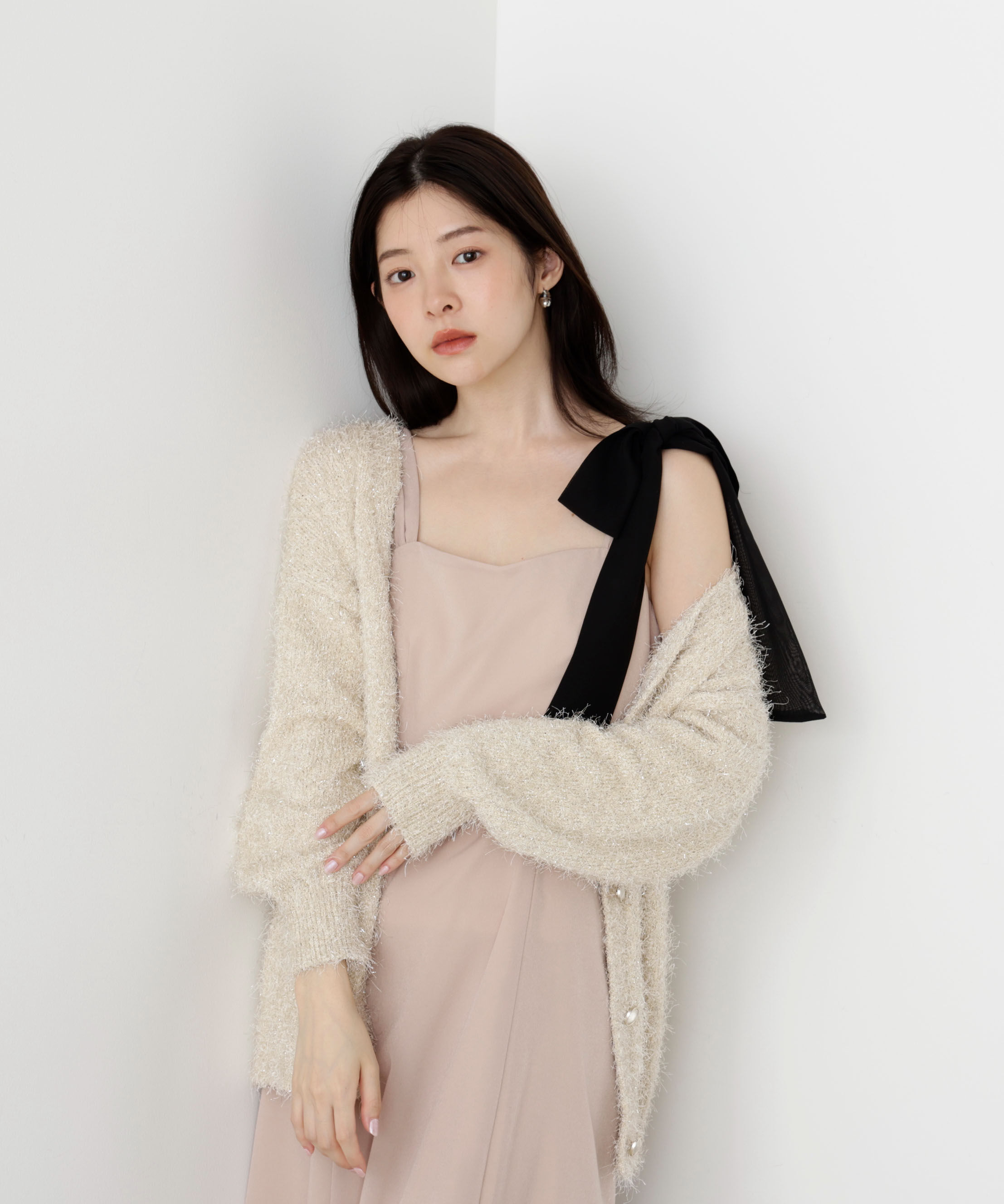 PROPORTION BODY DRESSING「《EDIT COLOGNE》ラメフェザーカーディガン」|カーディガン|