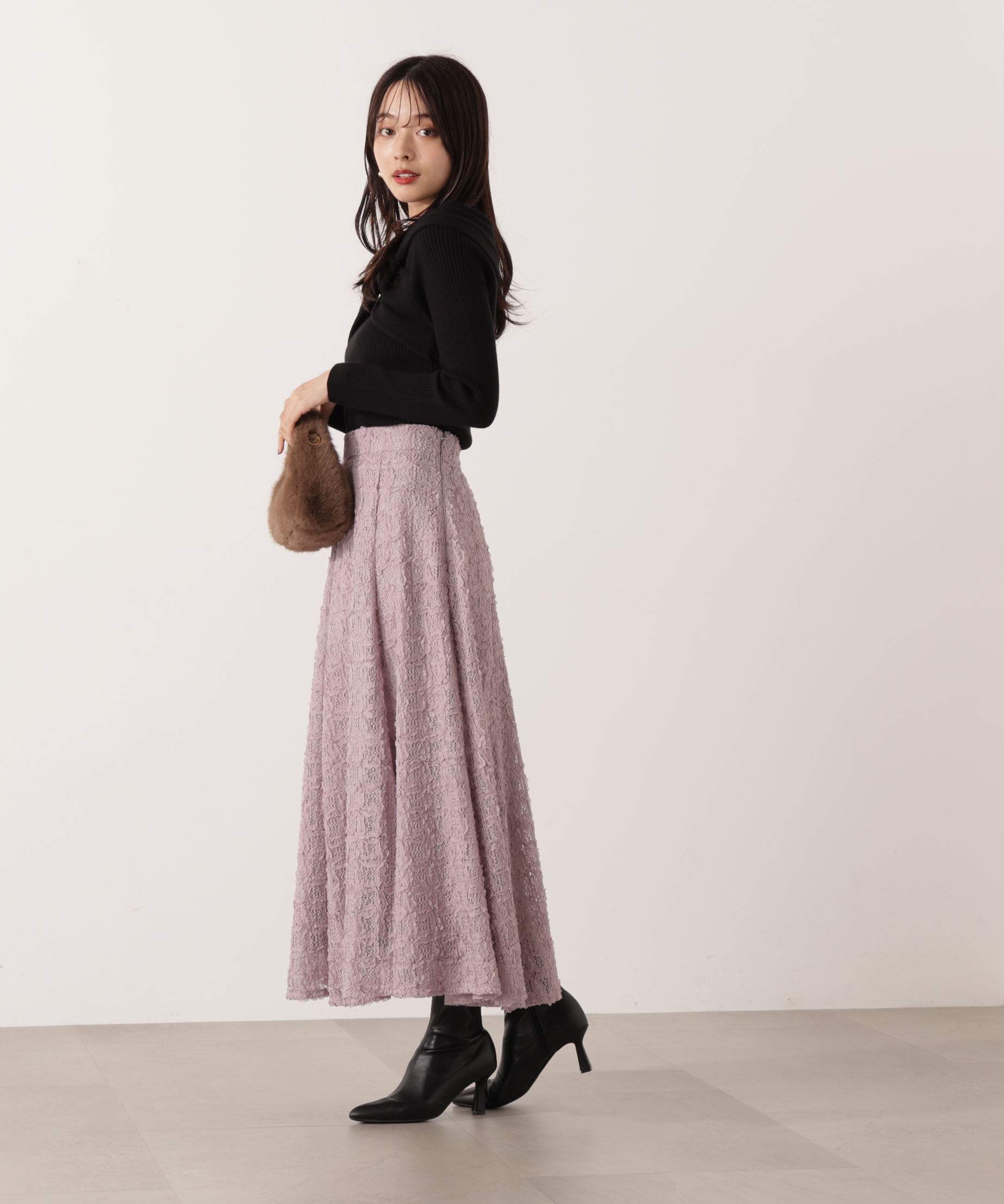 PROPORTION BODY DRESSING「リボンオフショルリブニット 25AW」|ニット・セーター|