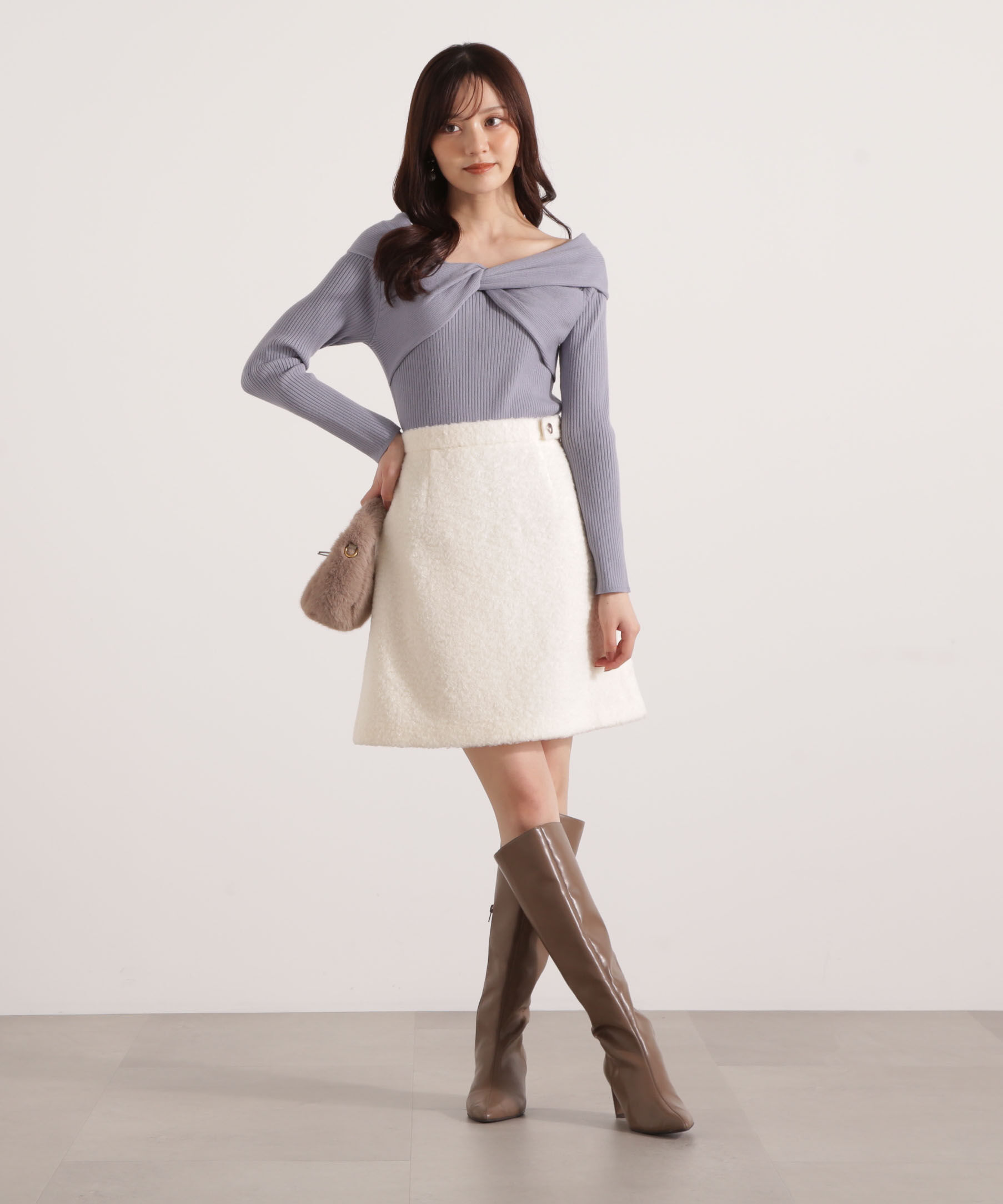 PROPORTION BODY DRESSING「リボンオフショルリブニット 25AW」|ニット・セーター|