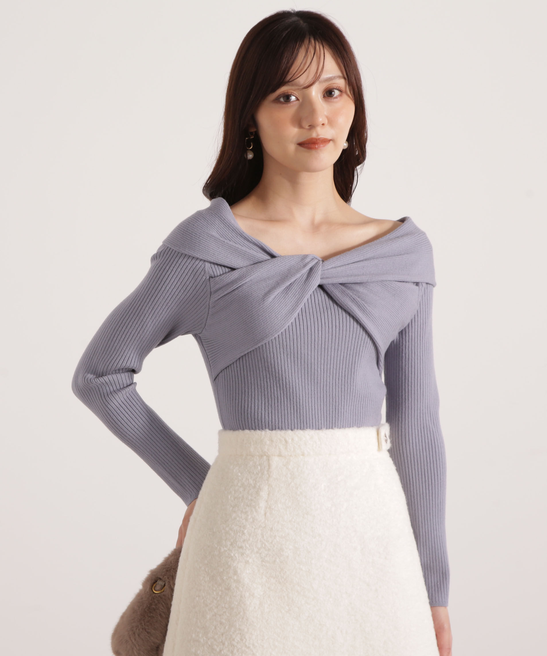 PROPORTION BODY DRESSING「リボンオフショルリブニット 25AW」|ニット・セーター|