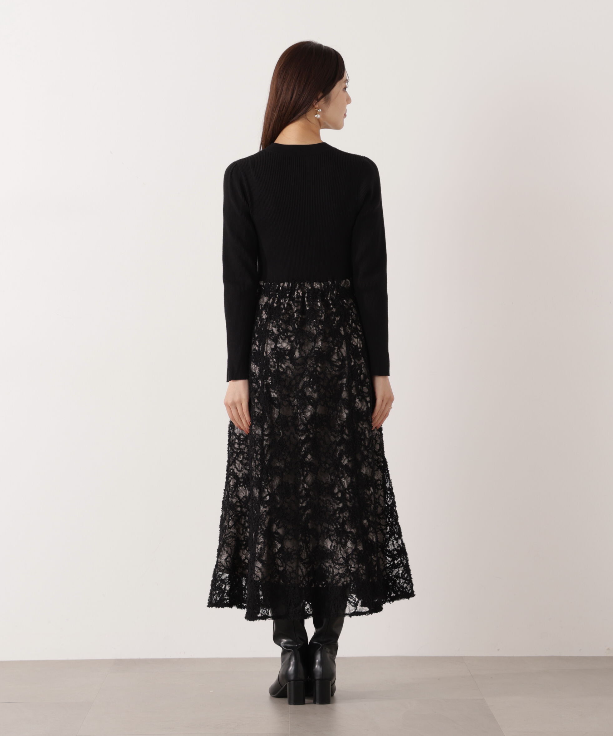 PROPORTION BODY DRESSING「レースドッキングニットワンピース 26SS」|ワンピース|