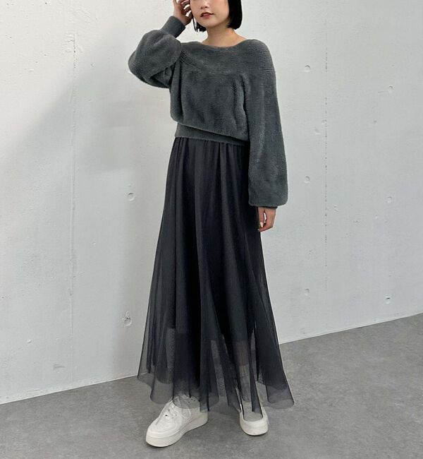 archives「フェザーオフショルニット&times;チュールキャミワンピースＳＥＴ」|ワンピース|