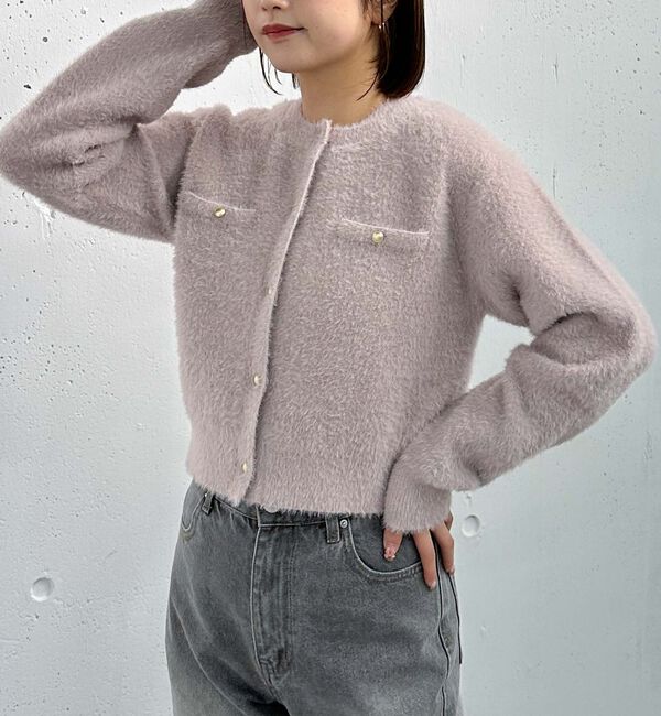 archives「ダブルフェイスフェザーニットアンサンブル」|カーディガン|PINK