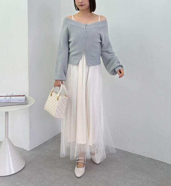 archives「Ｗｚｉｐオフショルニット&times;チュールキャミワンピースＳＥＴ」|ワンピース|GRAY