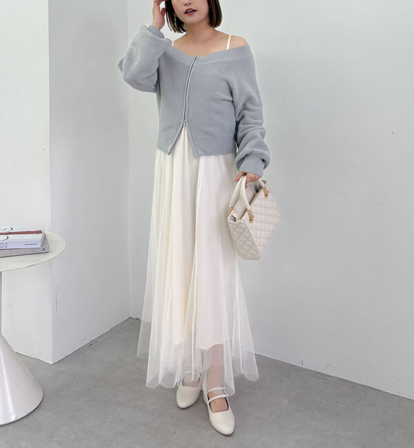 archives「Ｗｚｉｐオフショルニット&times;チュールキャミワンピースＳＥＴ」|ワンピース|