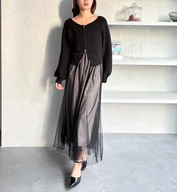 archives「Ｗｚｉｐオフショルニット&times;チュールキャミワンピースＳＥＴ」|ワンピース|