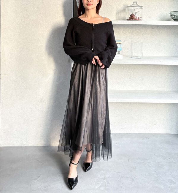 archives「Ｗｚｉｐオフショルニット&times;チュールキャミワンピースＳＥＴ」|ワンピース|