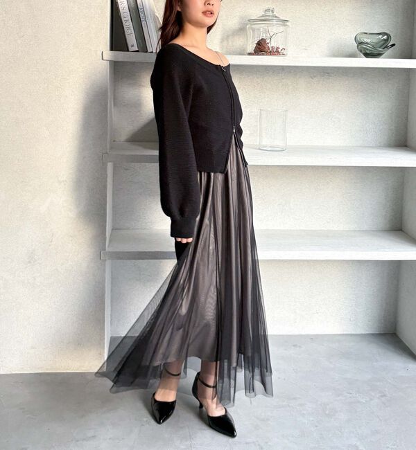 archives「Ｗｚｉｐオフショルニット&times;チュールキャミワンピースＳＥＴ」|ワンピース|