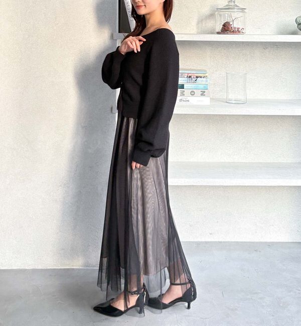 archives「Ｗｚｉｐオフショルニット&times;チュールキャミワンピースＳＥＴ」|ワンピース|