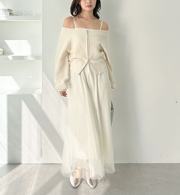 archives「Ｗｚｉｐオフショルニット&times;チュールキャミワンピースＳＥＴ」|ワンピース|