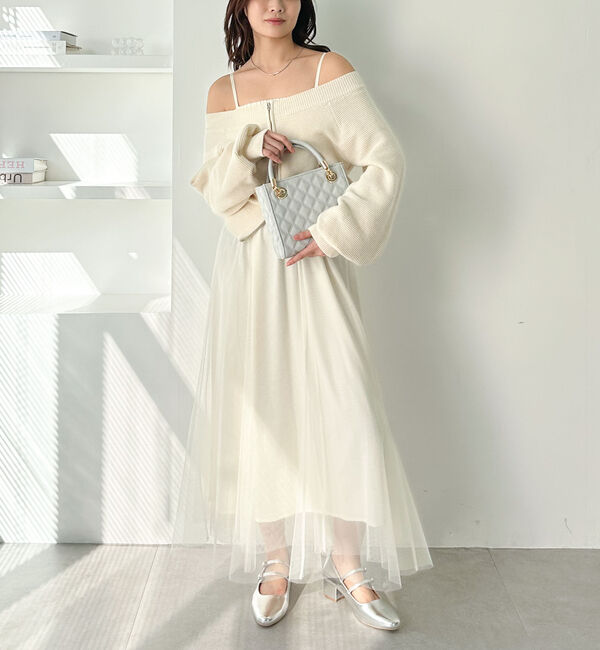 archives「Ｗｚｉｐオフショルニット&times;チュールキャミワンピースＳＥＴ」|ワンピース|