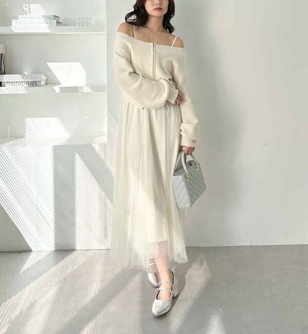 archives「Ｗｚｉｐオフショルニット&times;チュールキャミワンピースＳＥＴ」|ワンピース|