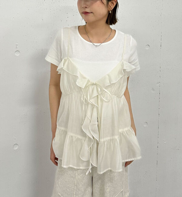 archives「ラッフルフリルキャミ&times;テレコＴｅｅＳＥＴ」|カーディガン|