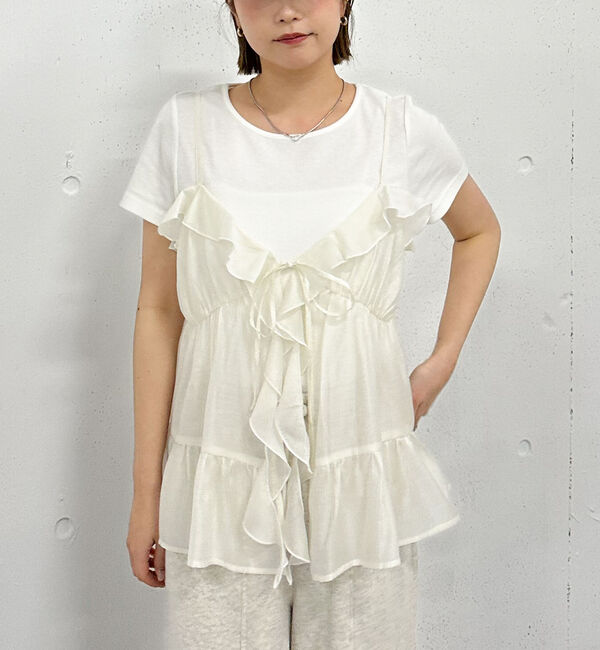 archives「ラッフルフリルキャミ&times;テレコＴｅｅＳＥＴ」|カーディガン|