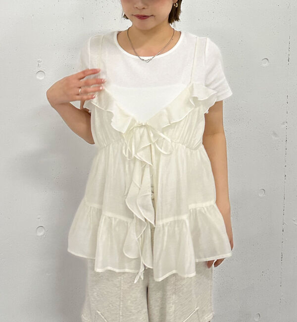 archives「ラッフルフリルキャミ&times;テレコＴｅｅＳＥＴ」|カーディガン|