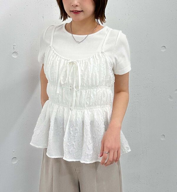 archives「エンボスシャーリングキャミ&times;テレコＴｅｅＳＥＴ」|カーディガン|OFF WHITE