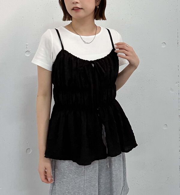 archives「エンボスシャーリングキャミ&times;テレコＴｅｅＳＥＴ」|カーディガン|BLACK