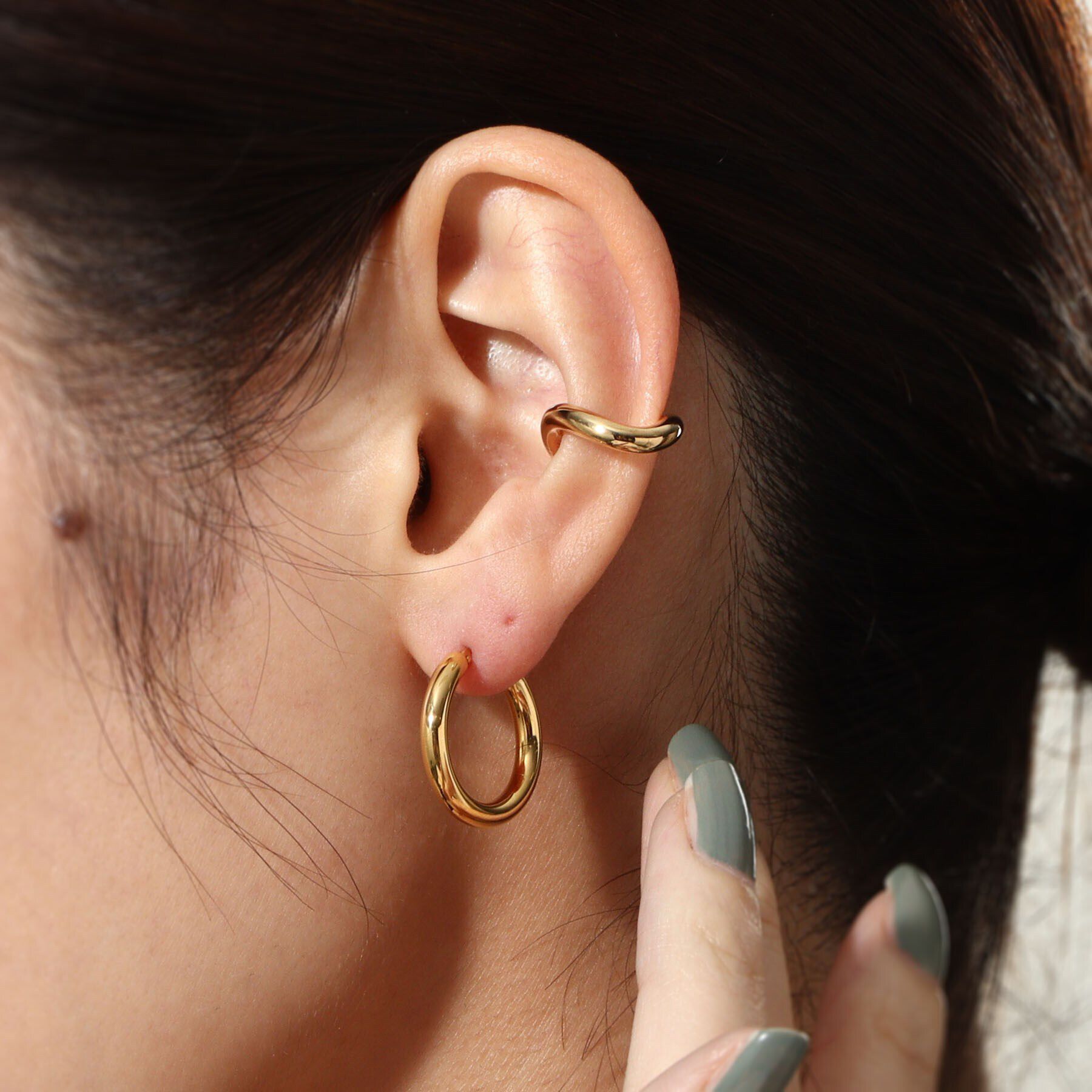 COCOSHNIK ONKITSCH「シルバー ホロウ フープピアスＳ GP」|ピアス|