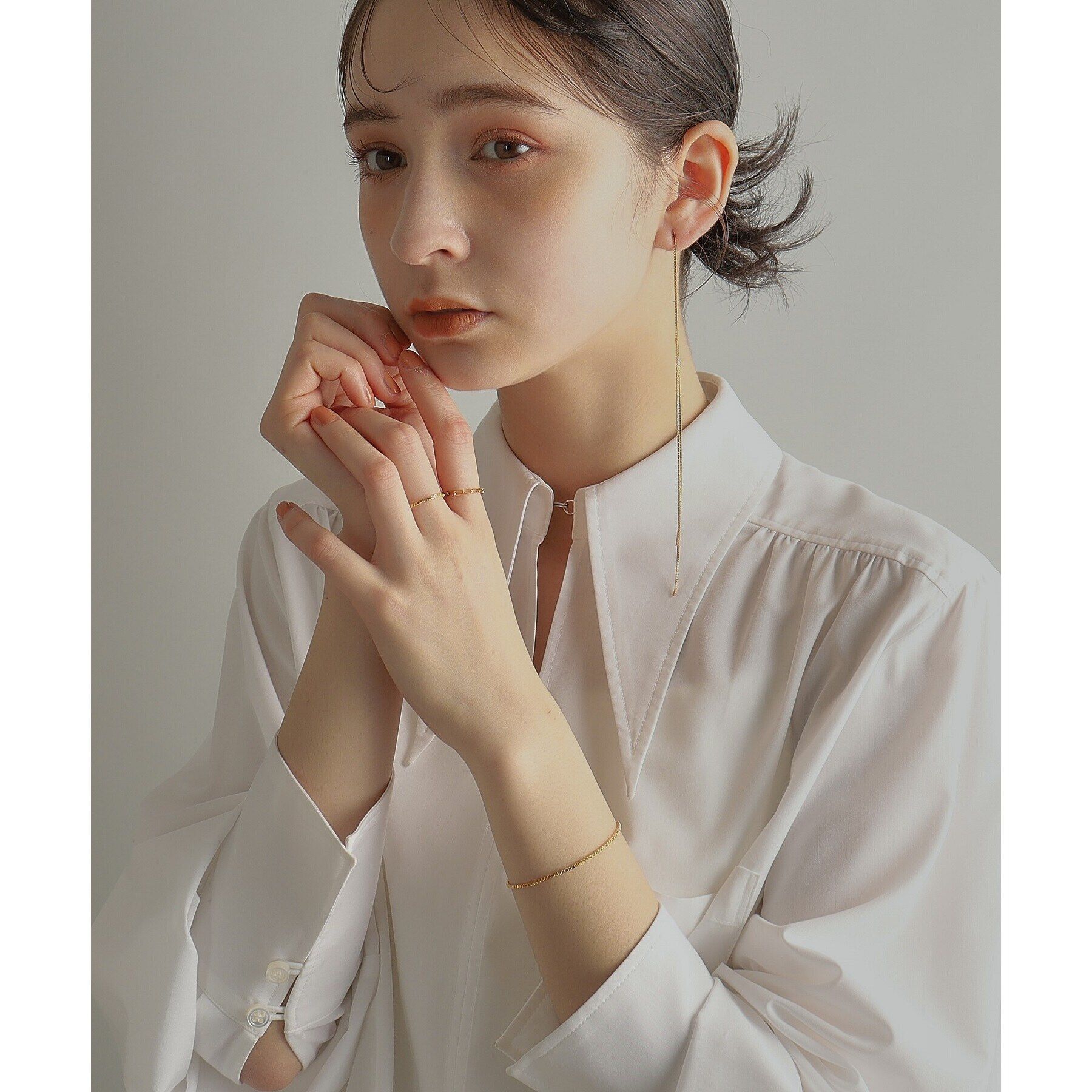 COCOSHNIK ONKITSCH「シルバー チェーンピアスベネチアン ロングフロントバック（片耳用） GP」|ピアス|