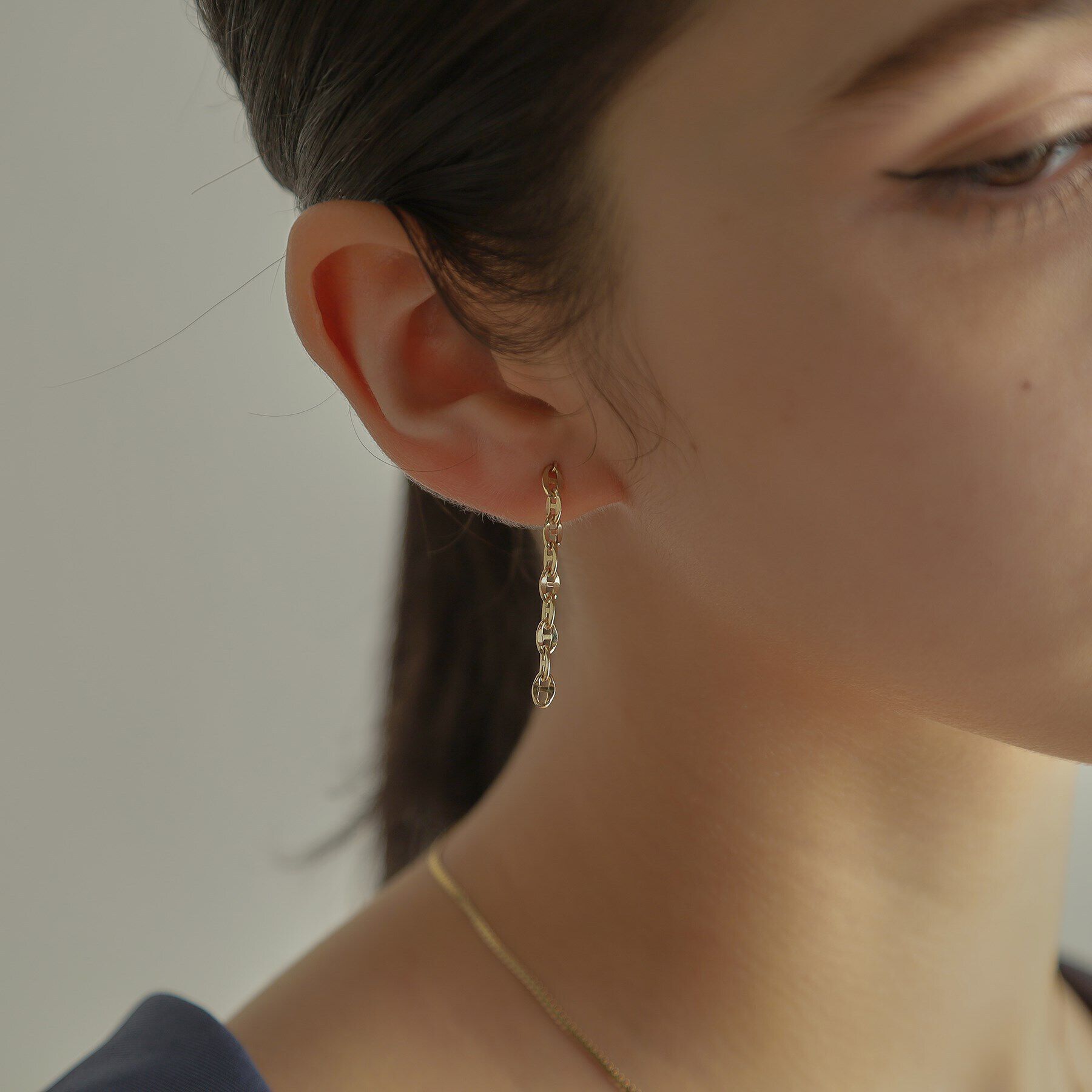 COCOSHNIK「K10中空マリンチェーン スタッドピアス」|ピアス|