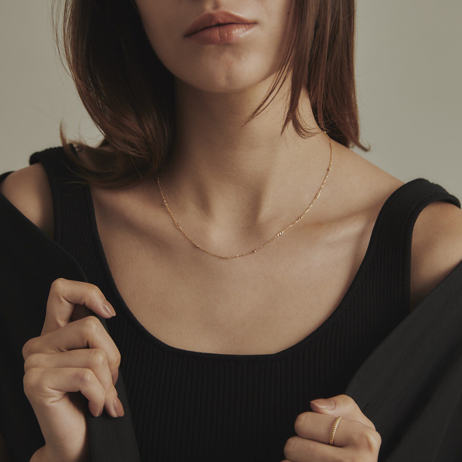 COCOSHNIK「K18フラットキヘイ&times;ハニーカットビーズ ネックレス」|ネックレス|