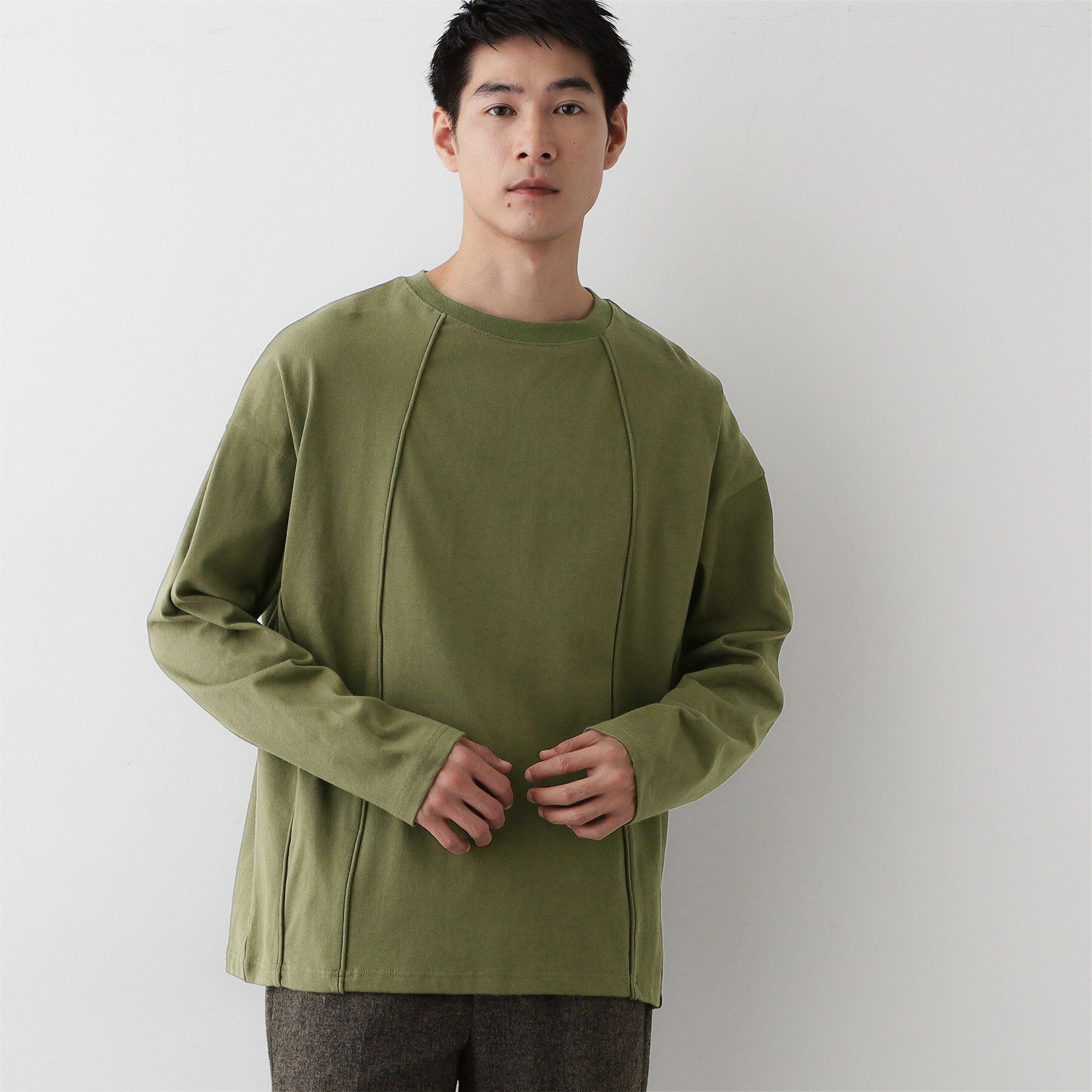 Dessin「ライン切り替えカットソー」|Tシャツ・カットソー|カーキ(027)